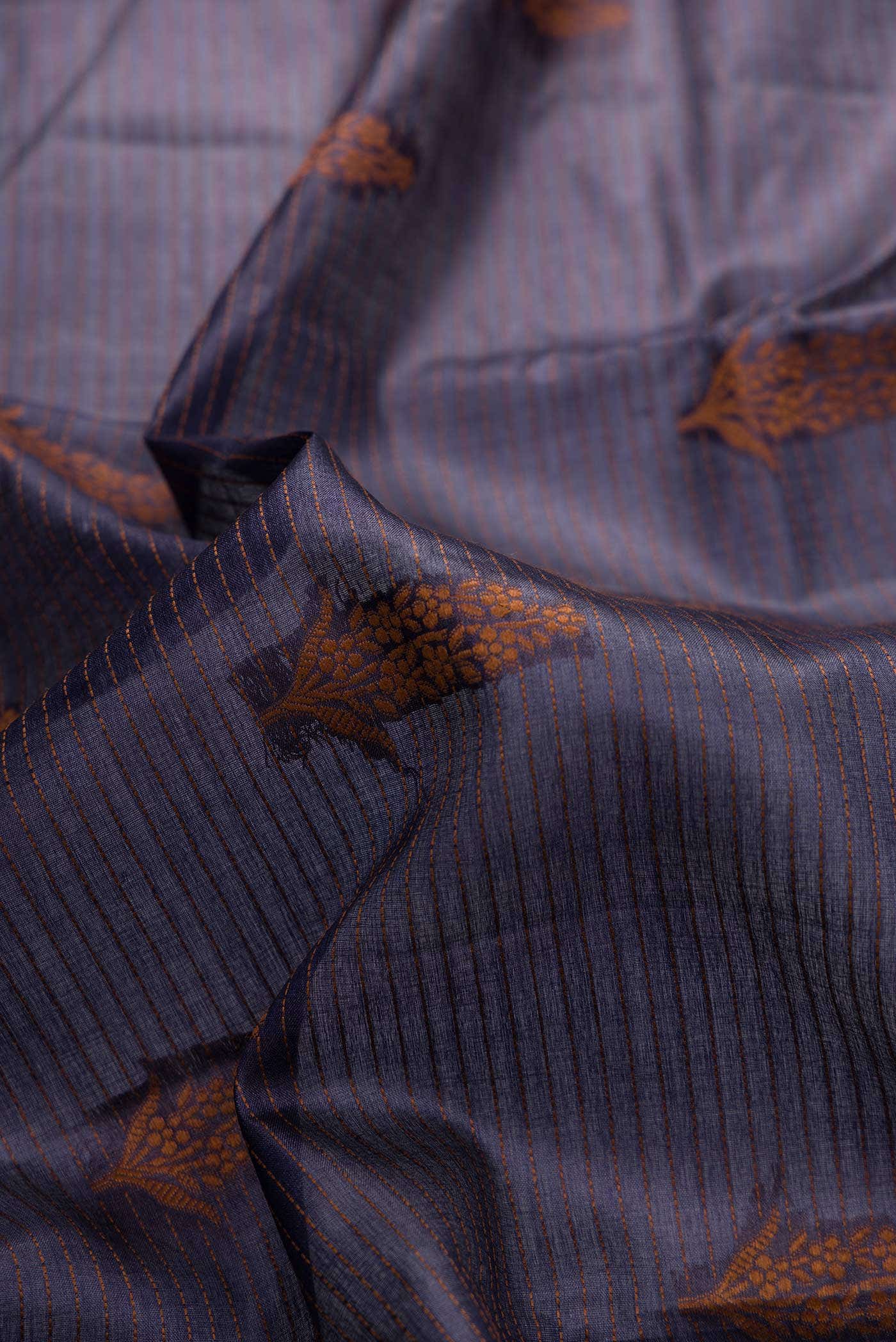 Navy Blue Dual Tone Tussar Silk Saree