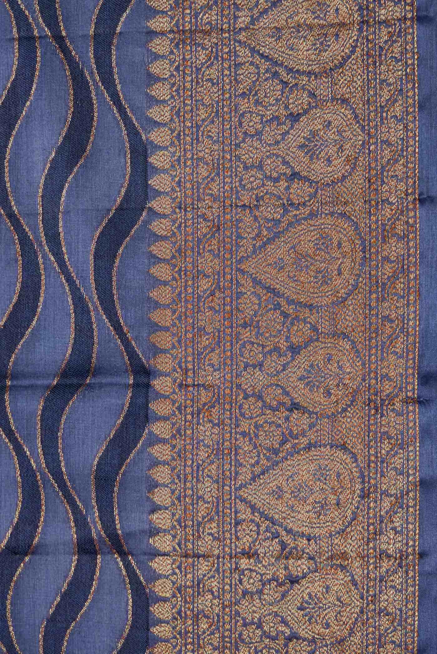Navy Blue Dual Tone Tussar Silk Saree