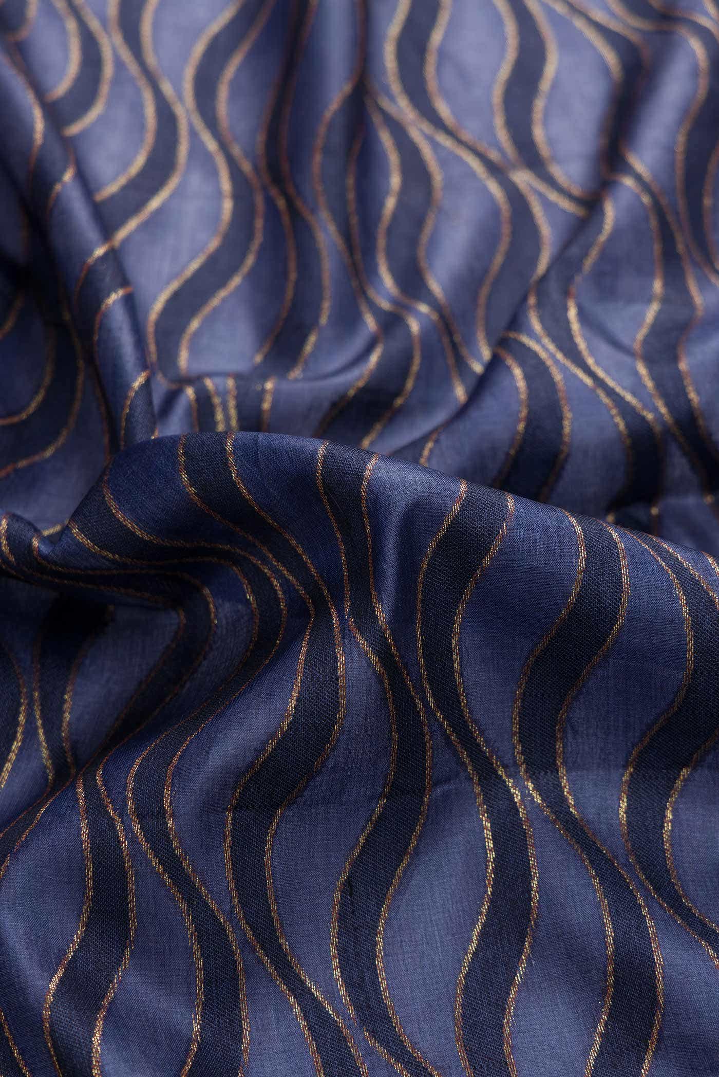 Navy Blue Dual Tone Tussar Silk Saree