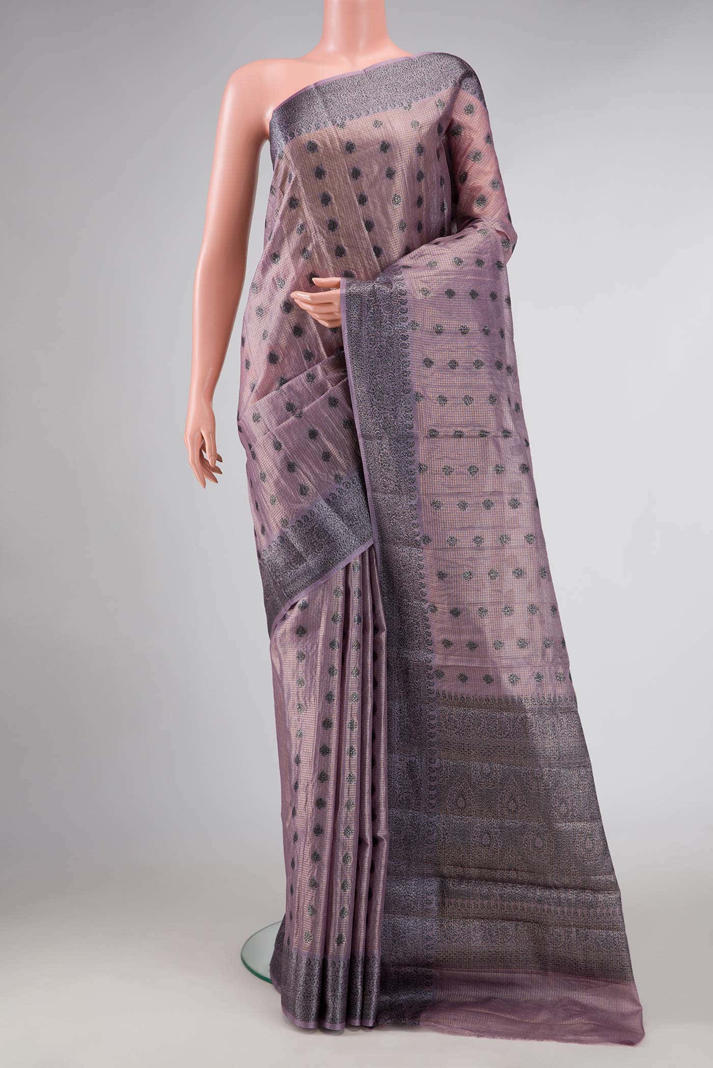 Lilac Dual Tone Tussar Silk Saree