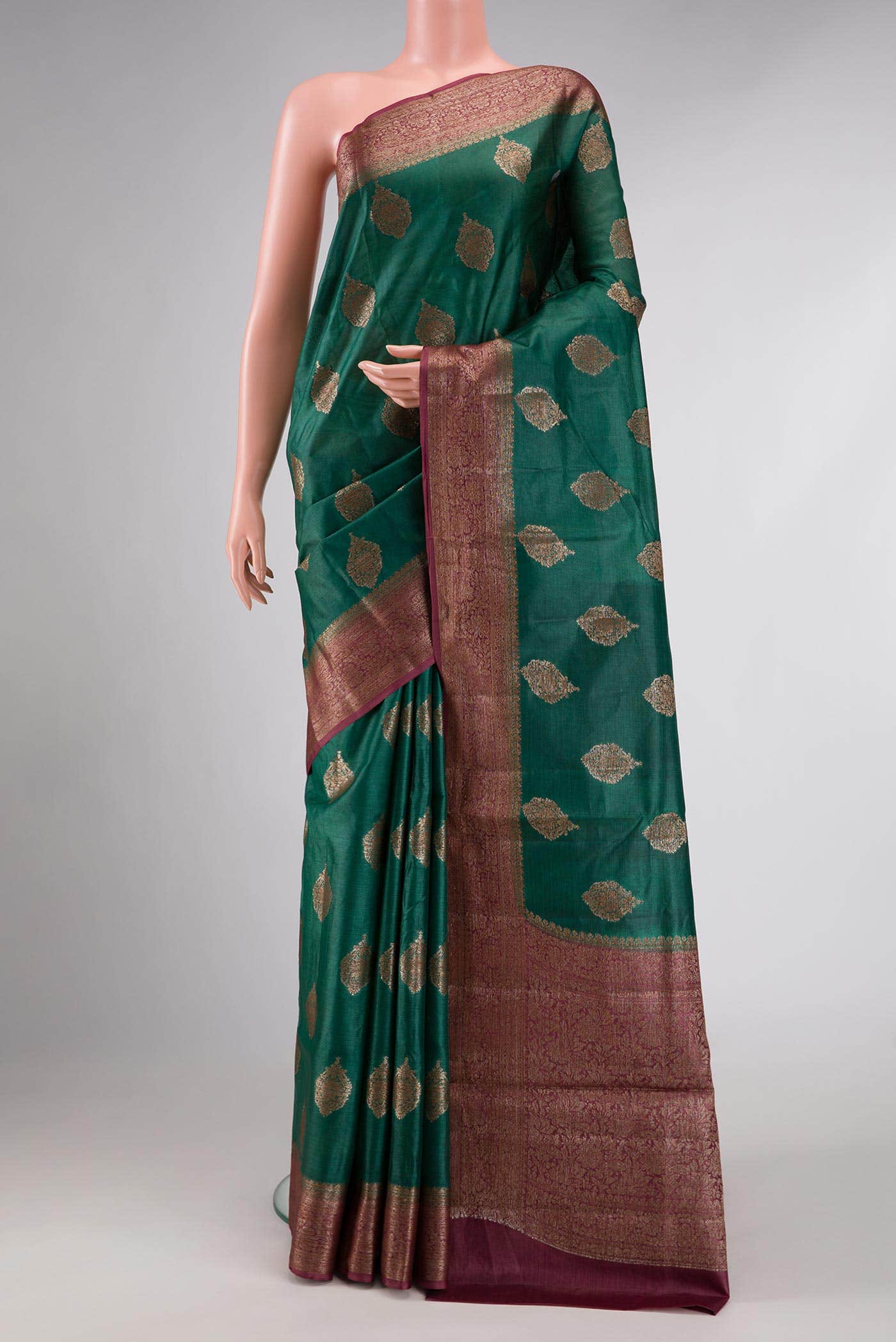 Green Dual Tone Tussar Silk Saree