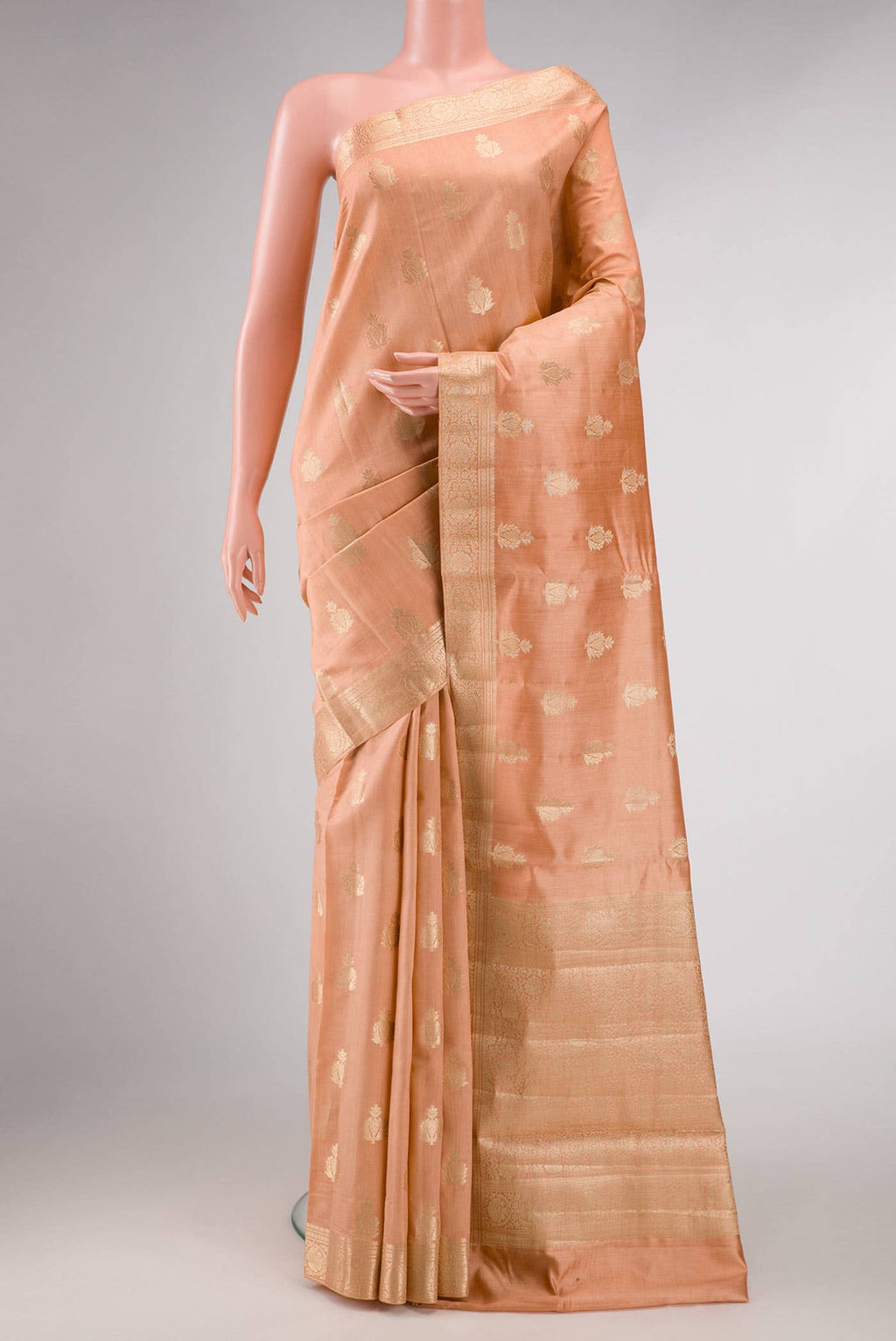 Peach Dual Tone Tussar Silk Saree
