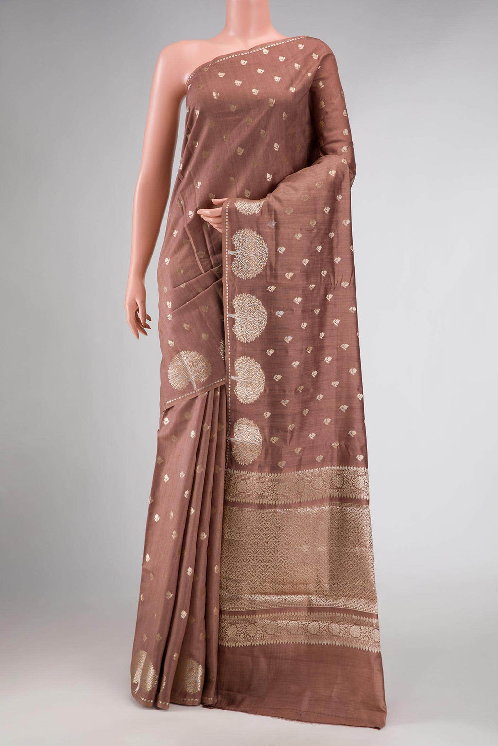 Brown Dual Tone Tussar Silk Saree