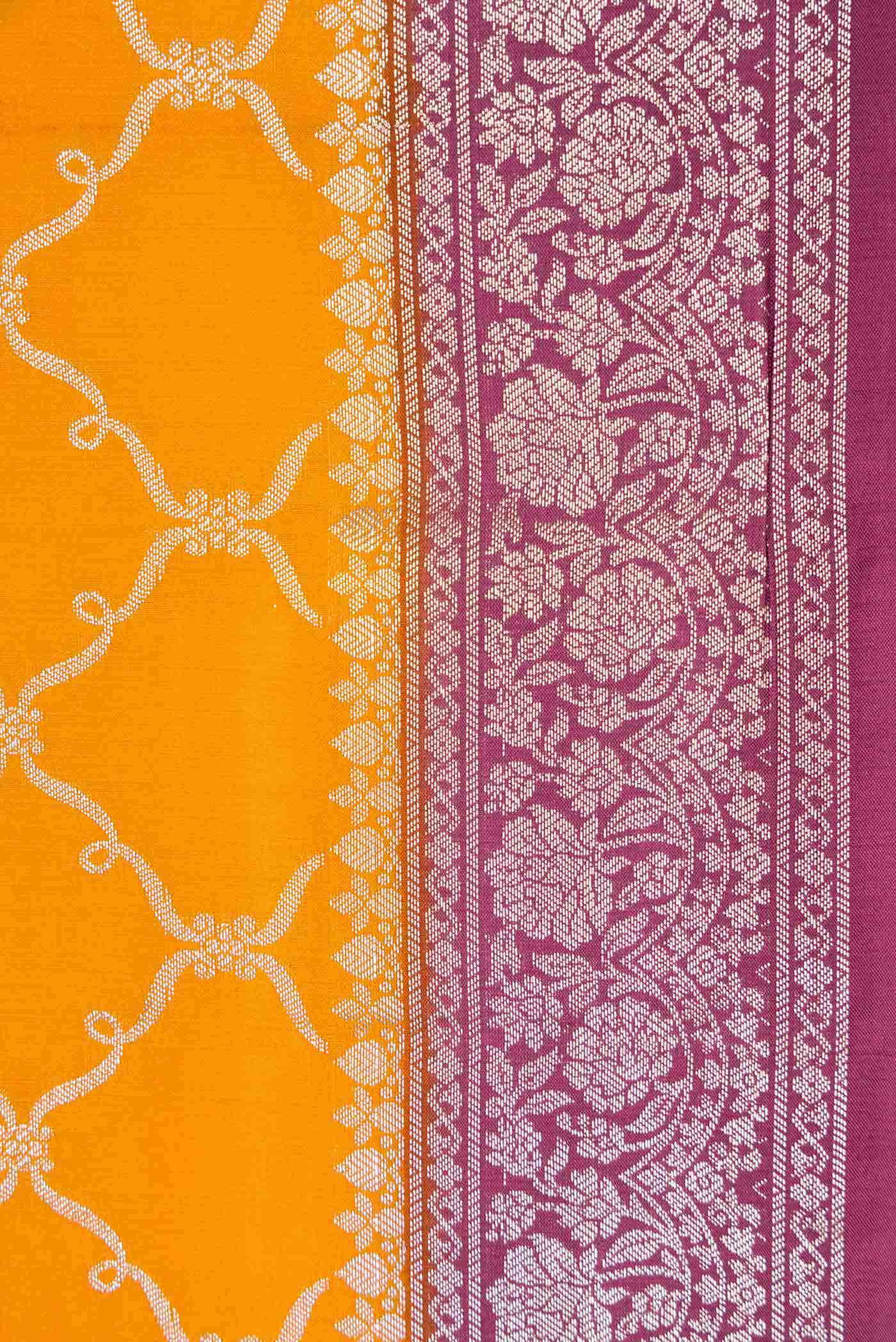 Yellow Dual Tone Tussar Silk Saree