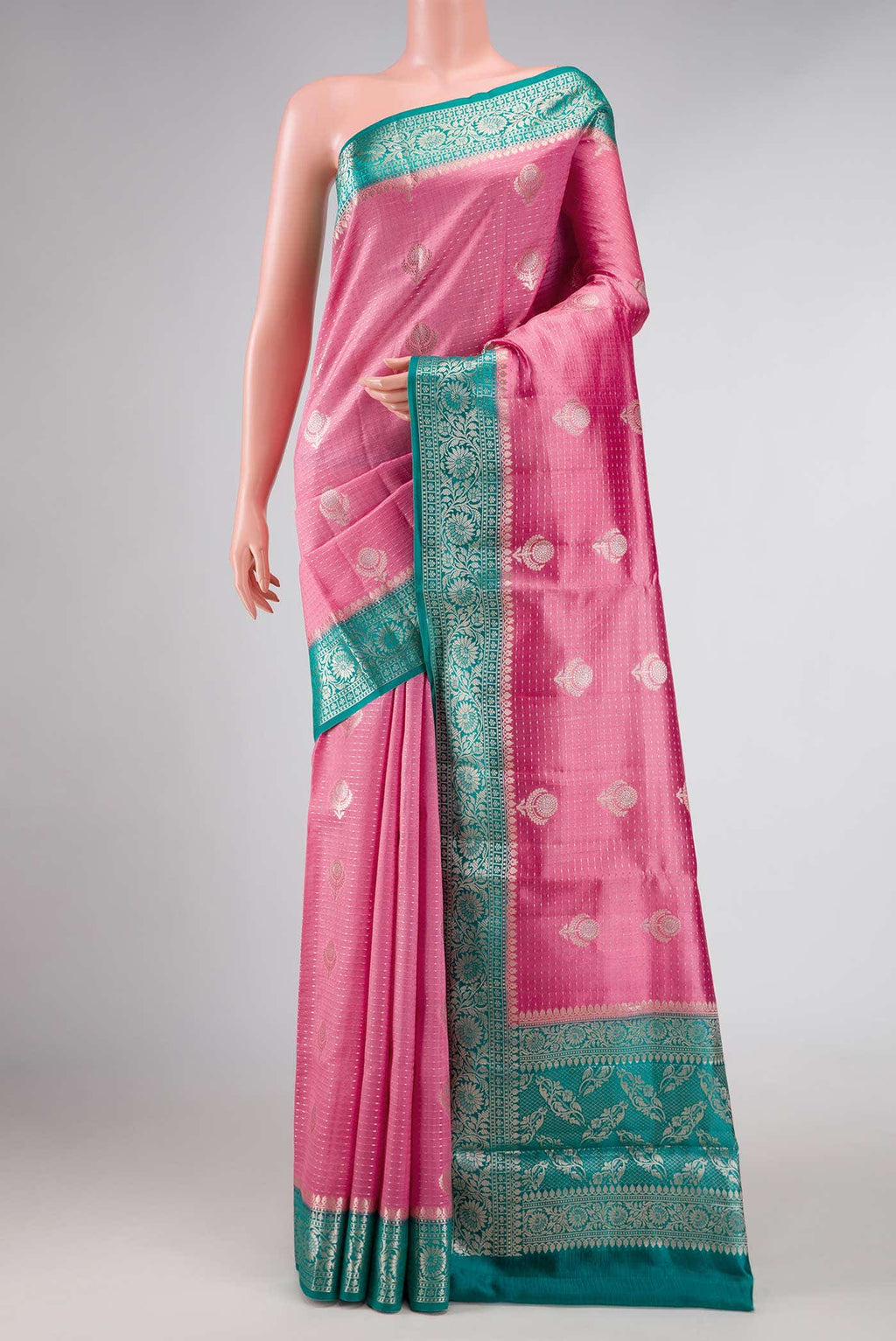 Pink Dual Tone Tussar Silk Saree