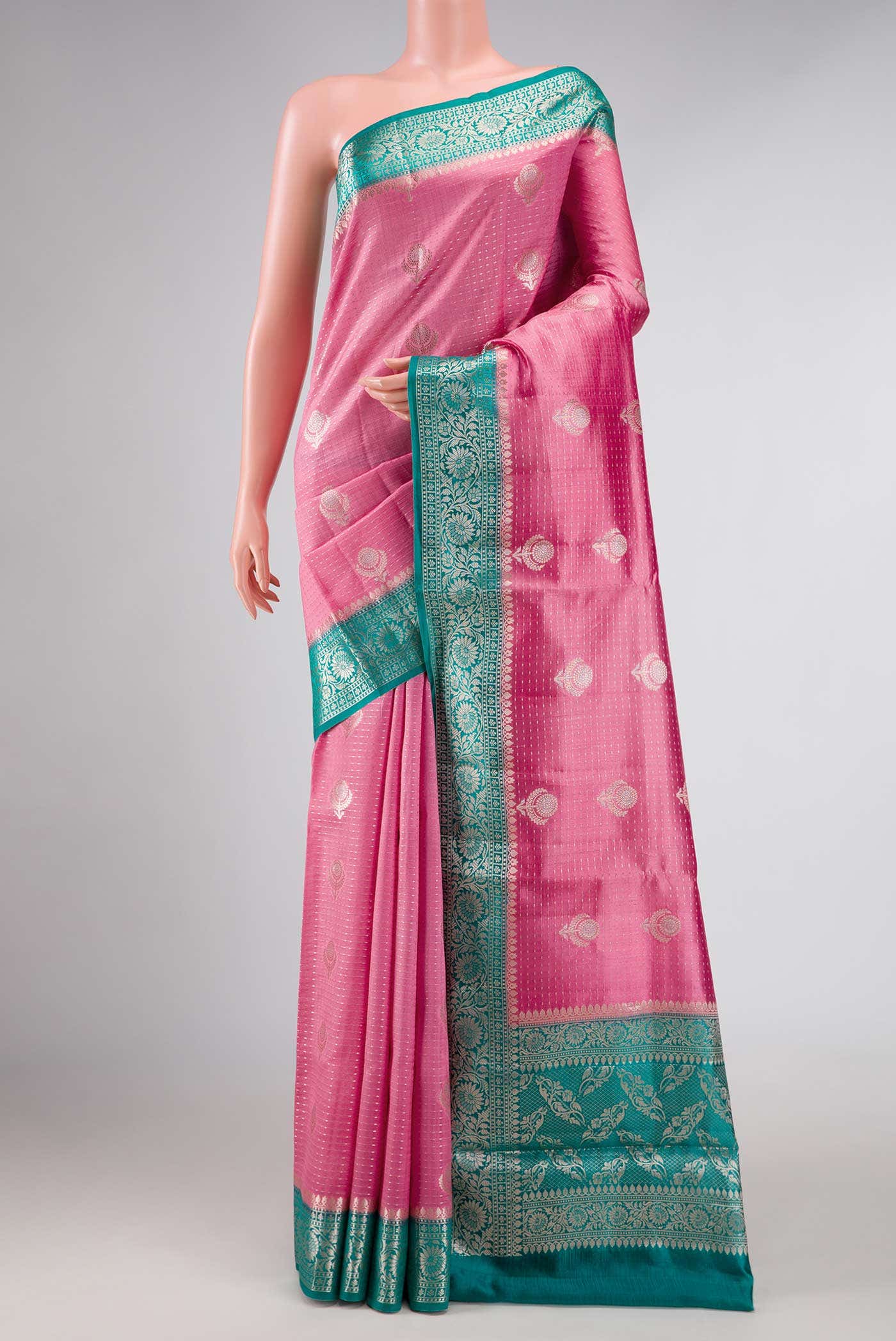 Pink Dual Tone Tussar Silk Saree