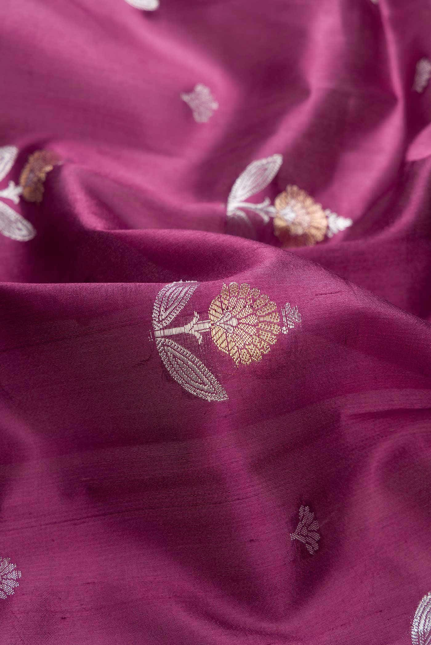 Burgundy Dual Tone Tussar Silk Saree