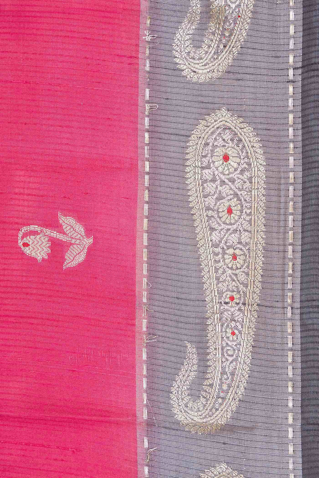 Pink Dual Tone Tussar Silk Saree