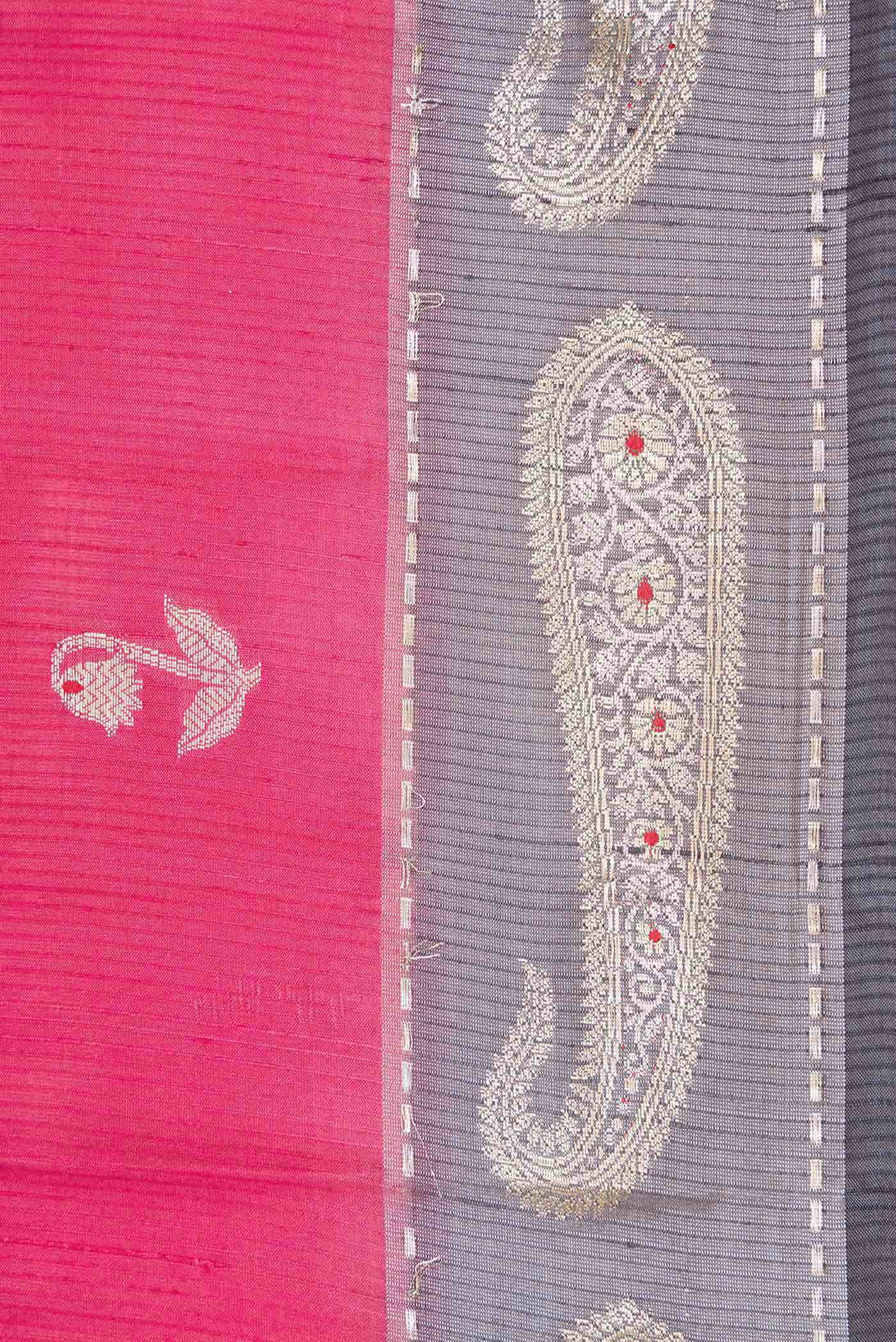 Pink Dual Tone Tussar Silk Saree