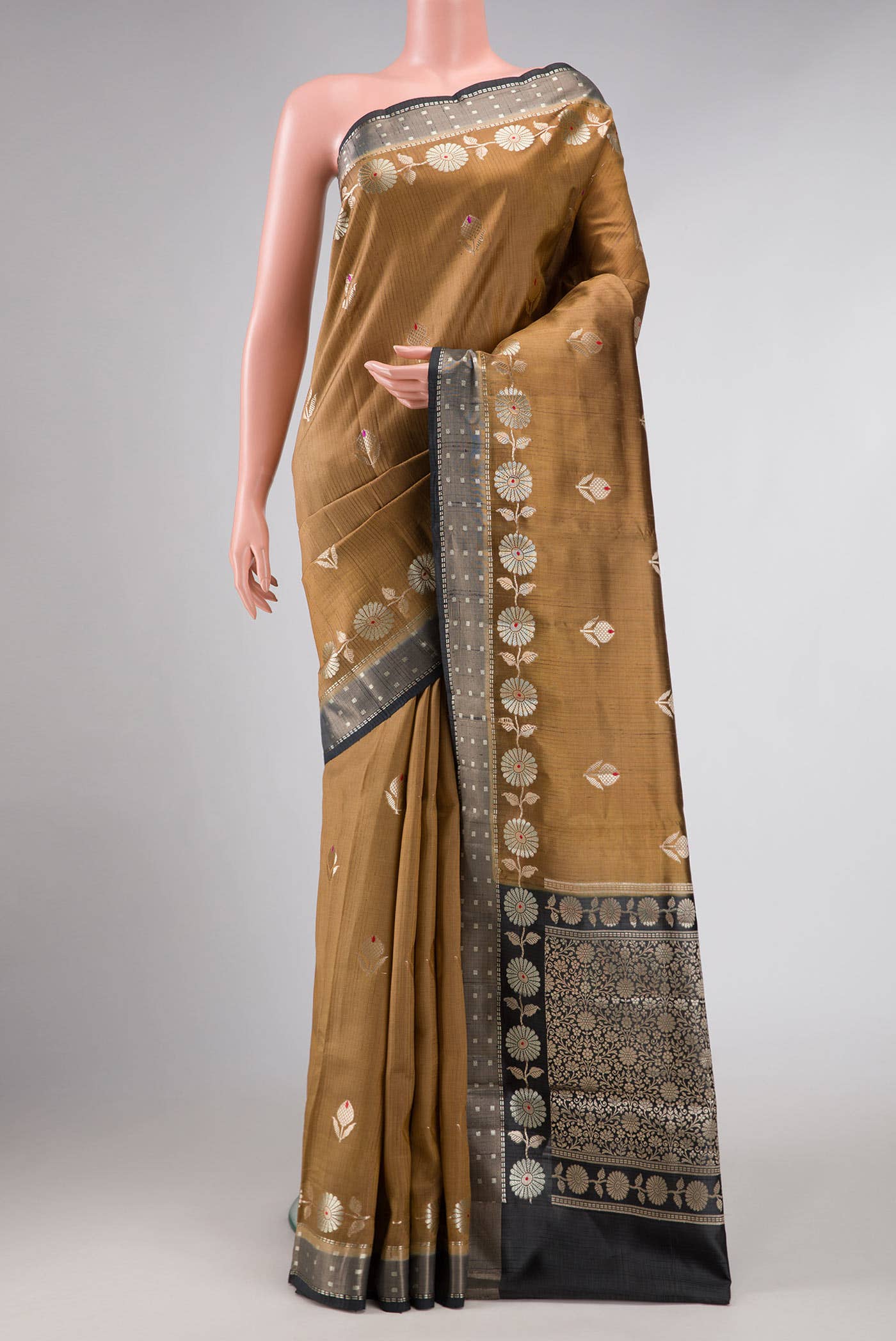Mehandi Green Dual Tone Tussar Silk Saree