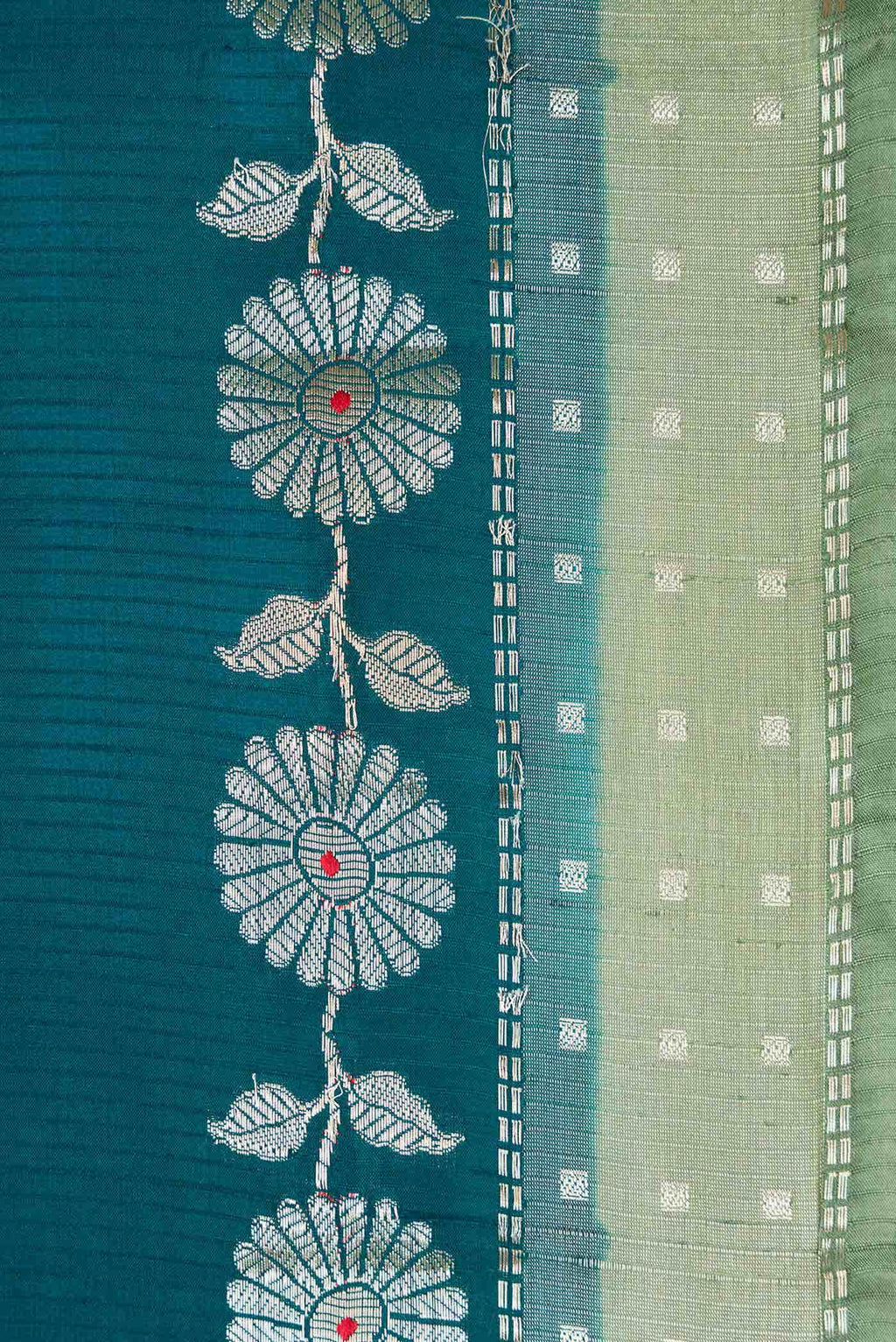 Peacock Blue Dual Tone Tussar Silk Saree