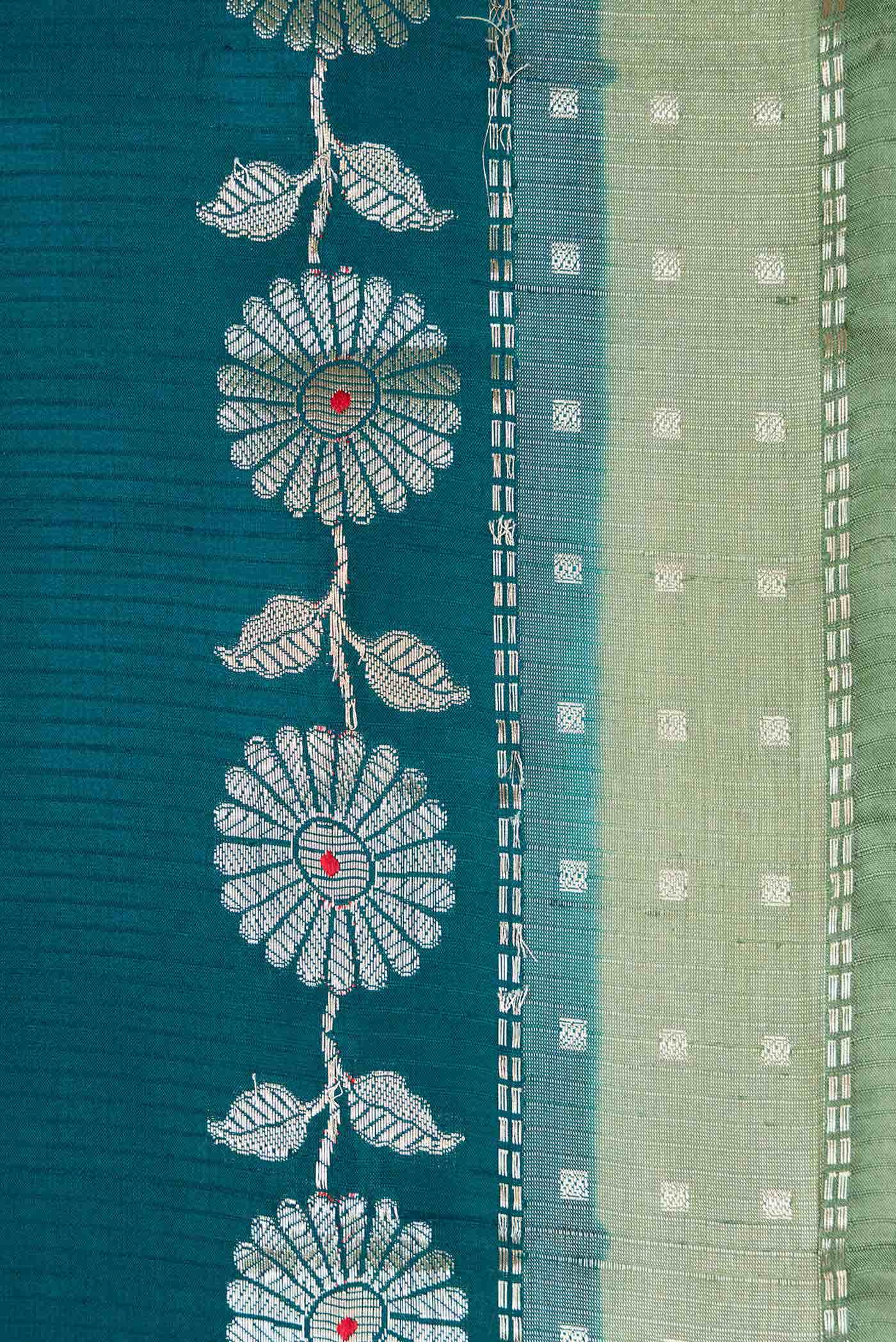 Peacock Blue Dual Tone Tussar Silk Saree