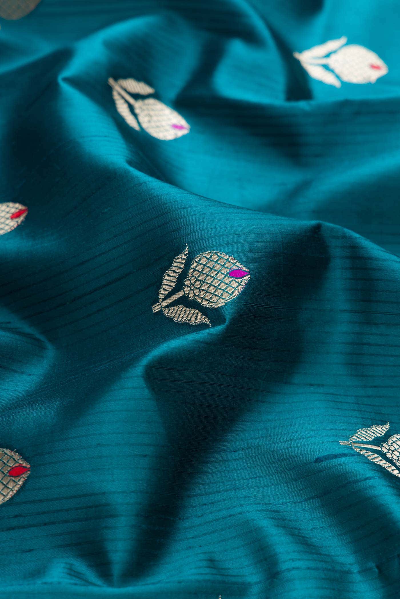 Peacock Blue Dual Tone Tussar Silk Saree