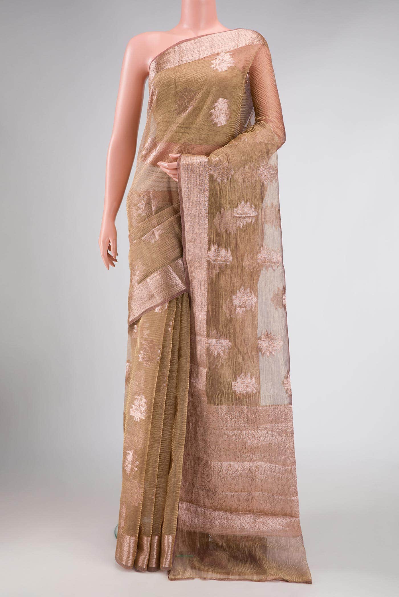 Light Green Dual Tone Organza Silk Saree