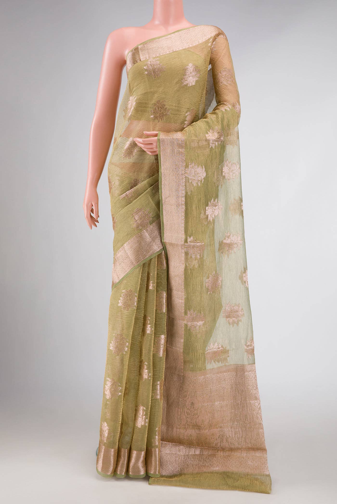 Green Dual Tone Organza Silk Saree