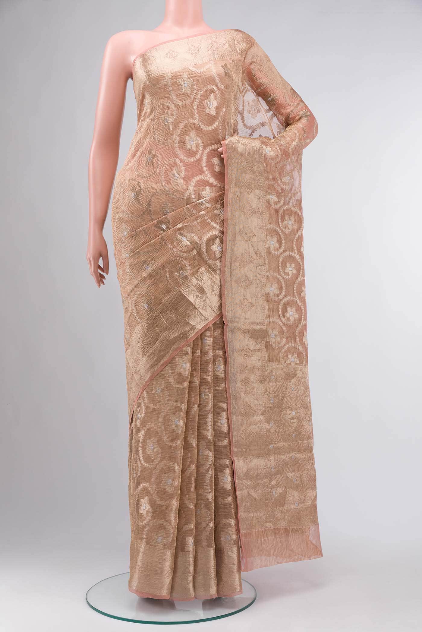 Peach Tissue Silk Saree