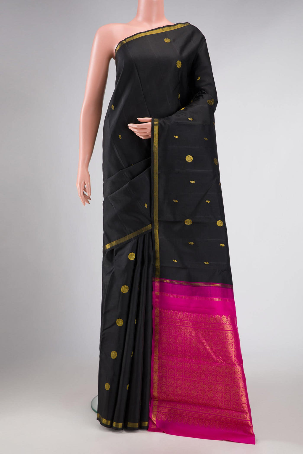 Pure Silk Pure Zari Black Kanchipuram Saree