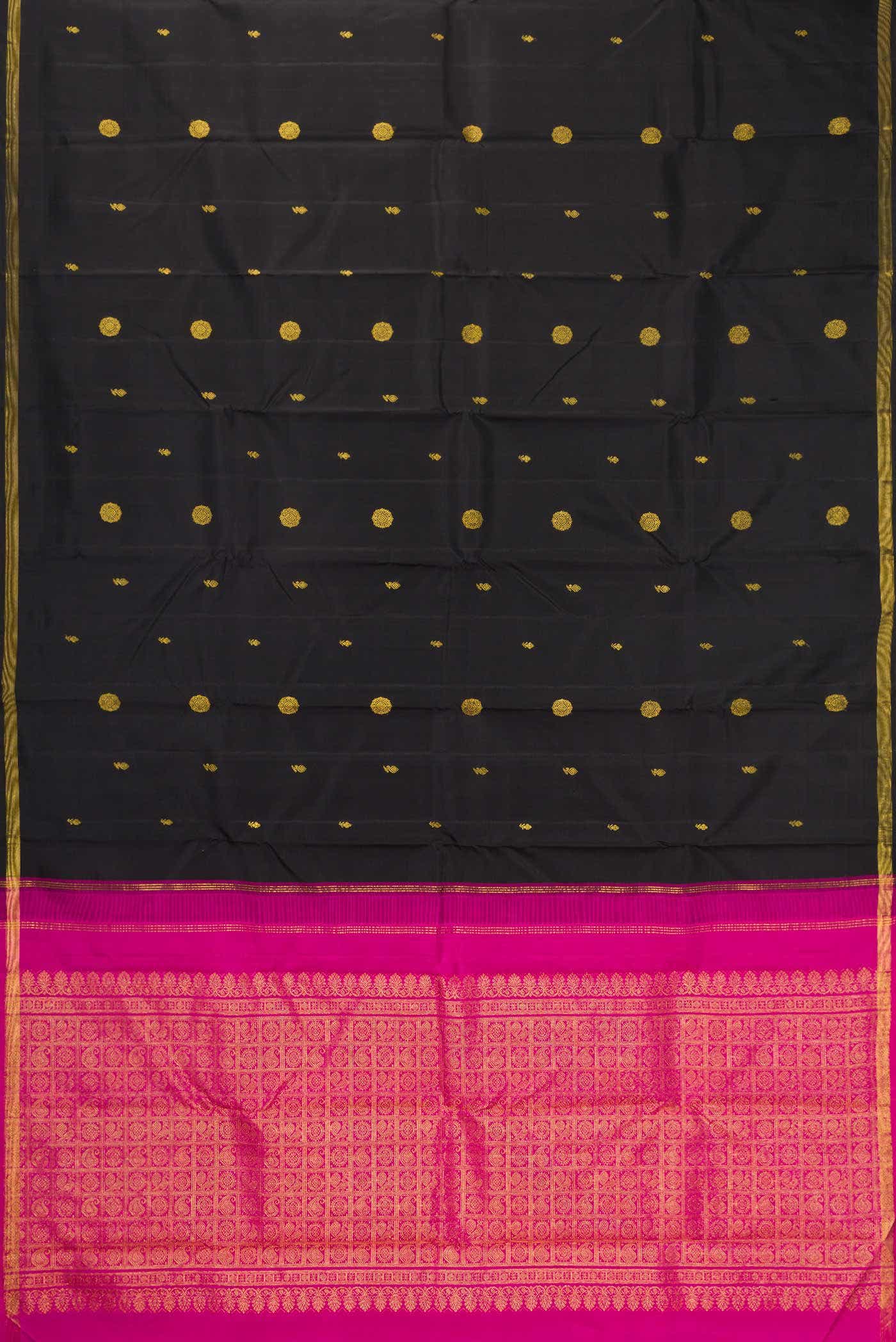 Pure Silk Pure Zari Black Kanchipuram Saree