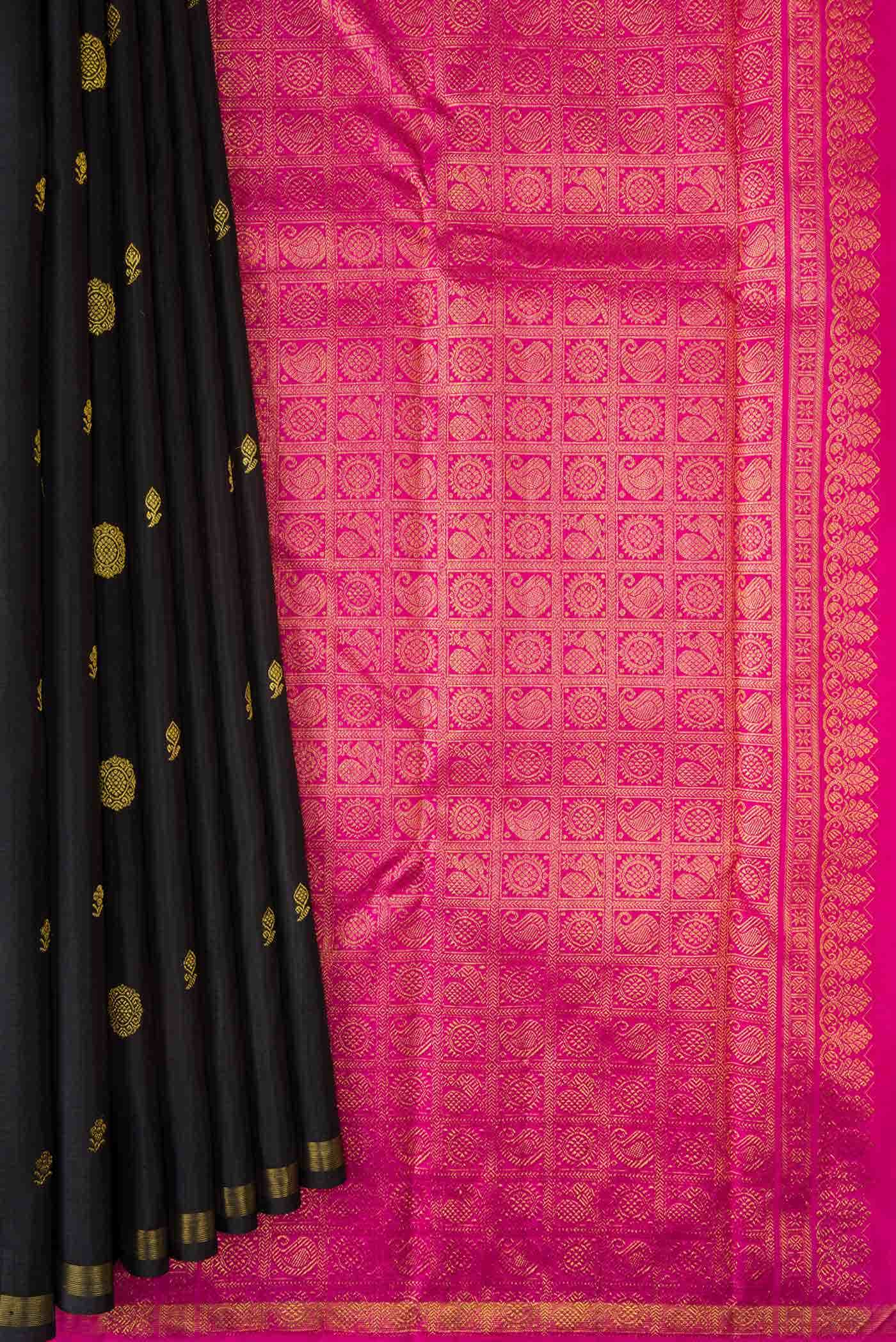 Pure Silk Pure Zari Black Kanchipuram Saree