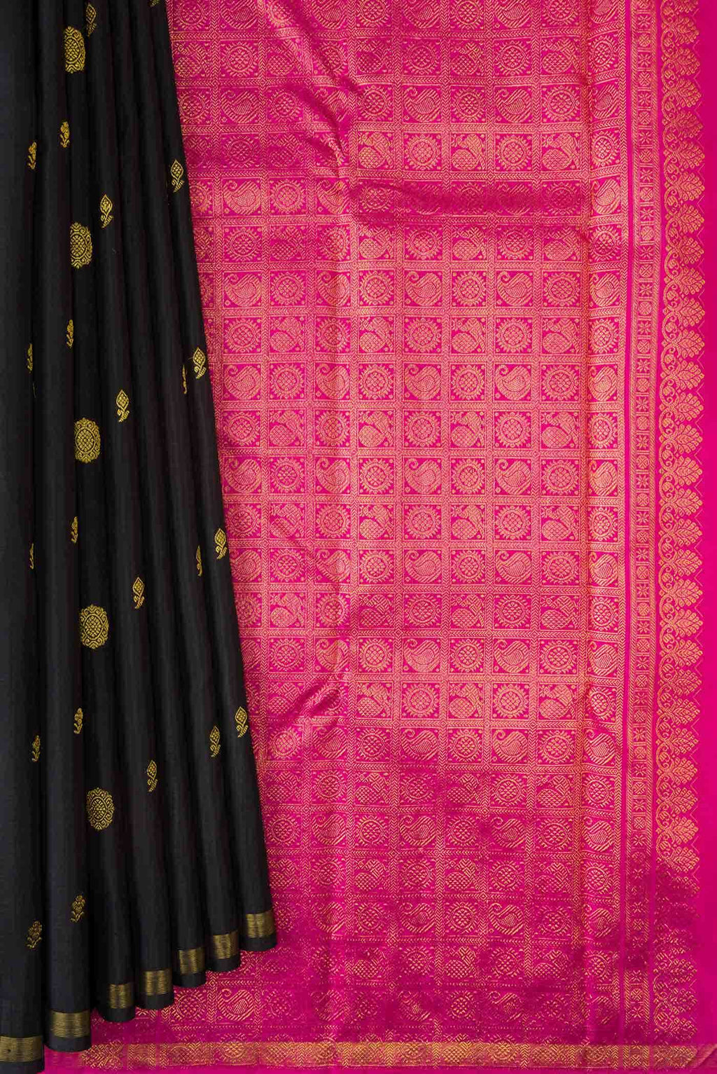 Pure Silk Pure Zari Black Kanchipuram Saree