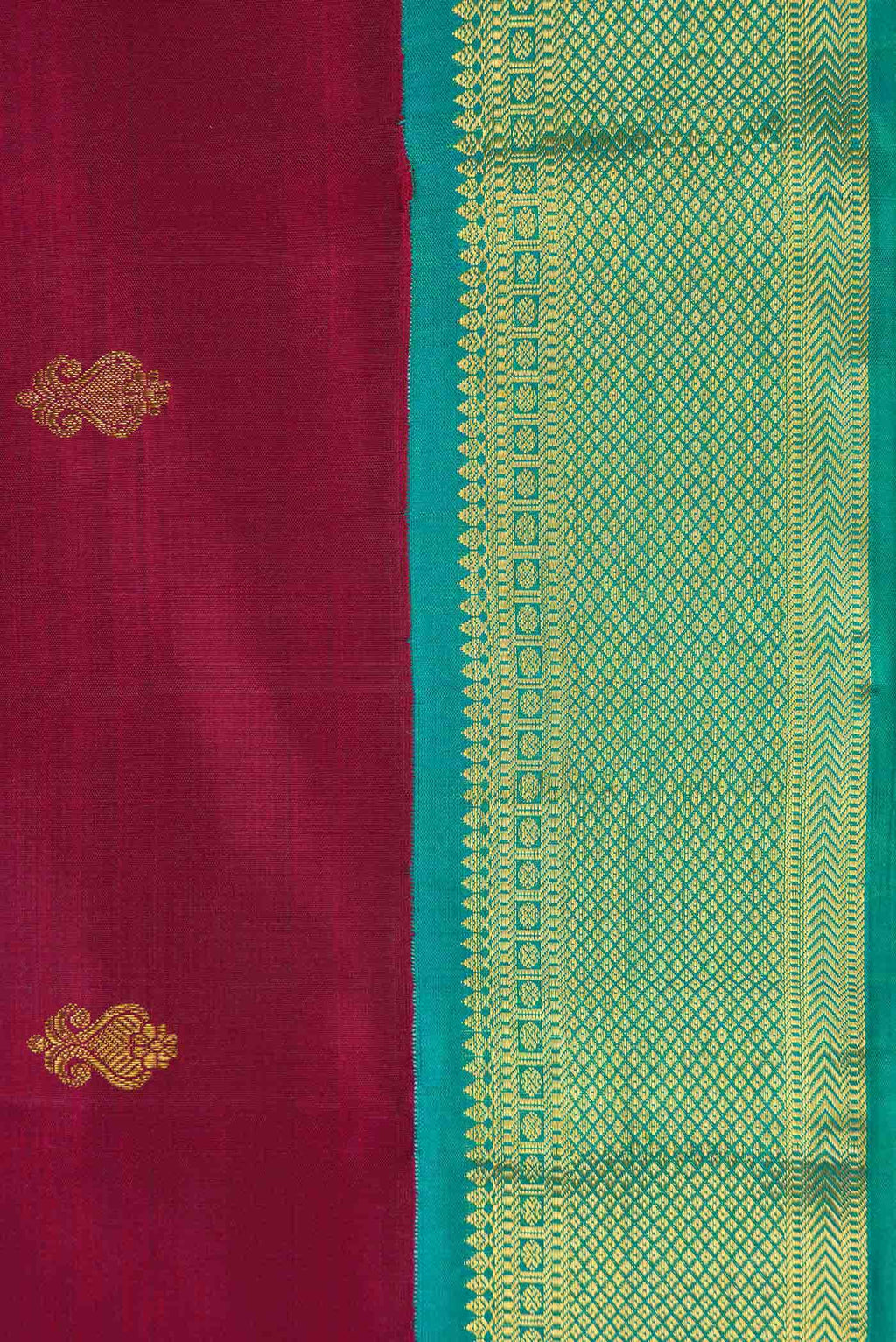 Pure Silk Pure Zari Maroon Dual Tone Kanchipuram Saree