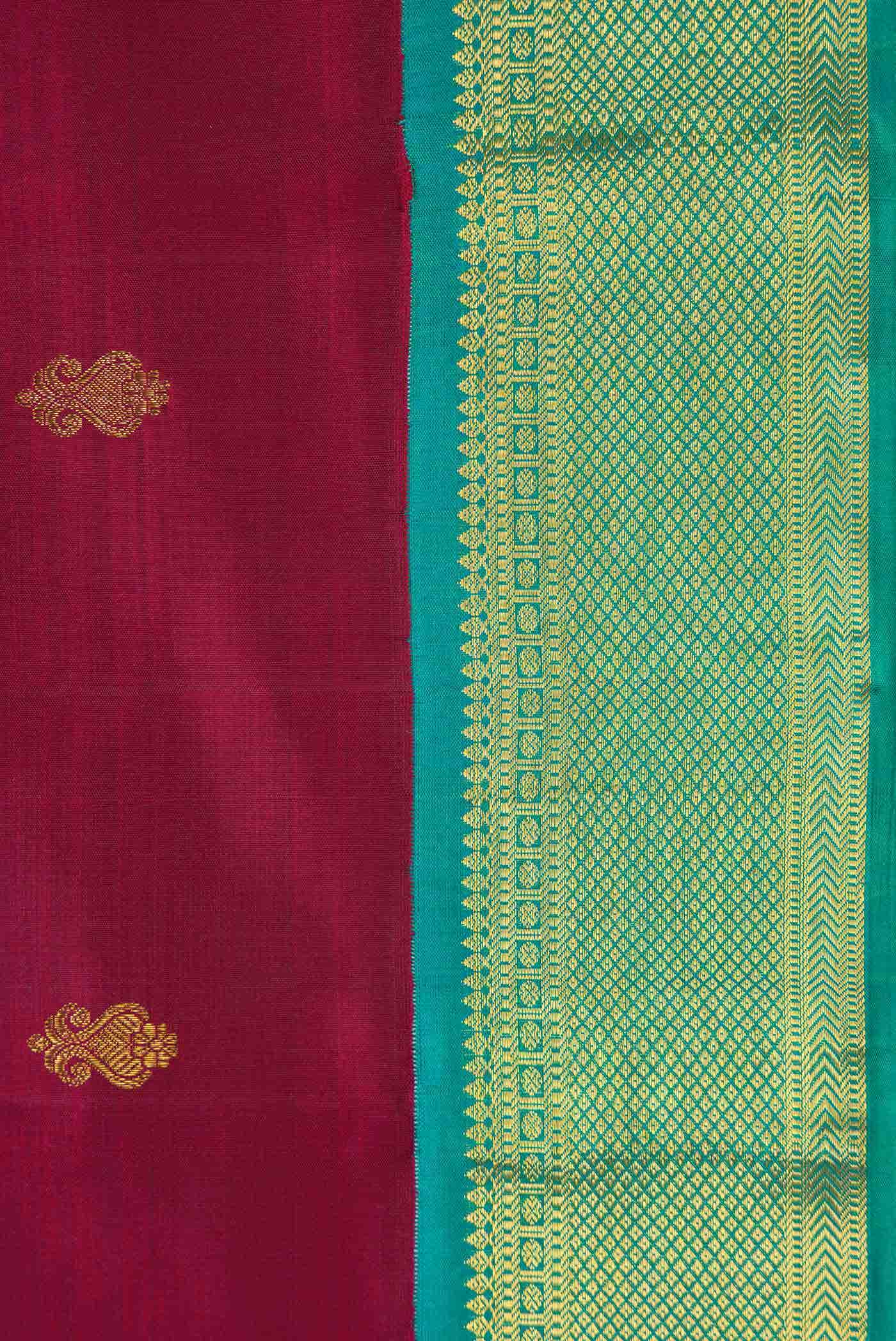 Pure Silk Pure Zari Maroon Dual Tone Kanchipuram Saree