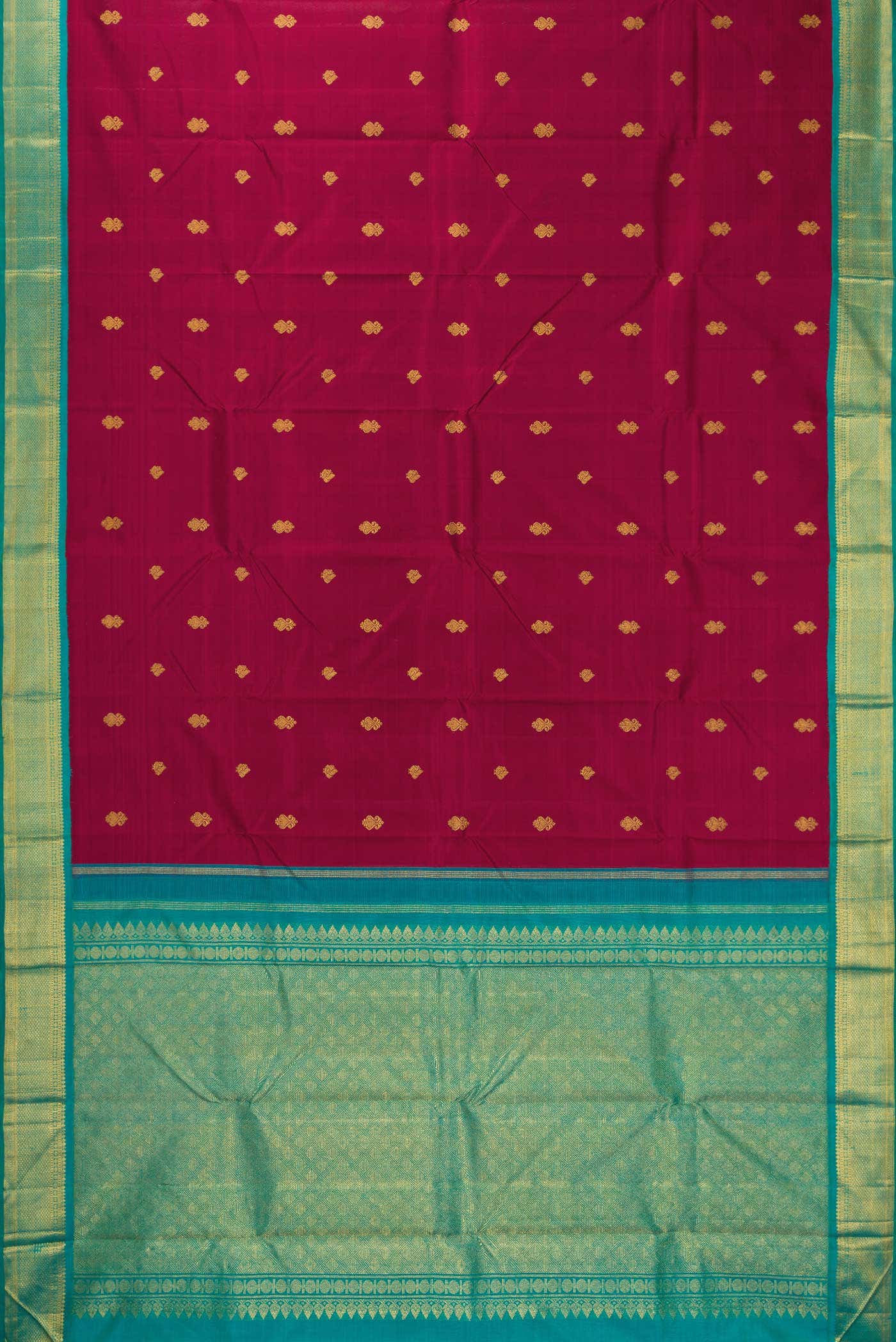 Pure Silk Pure Zari Maroon Dual Tone Kanchipuram Saree