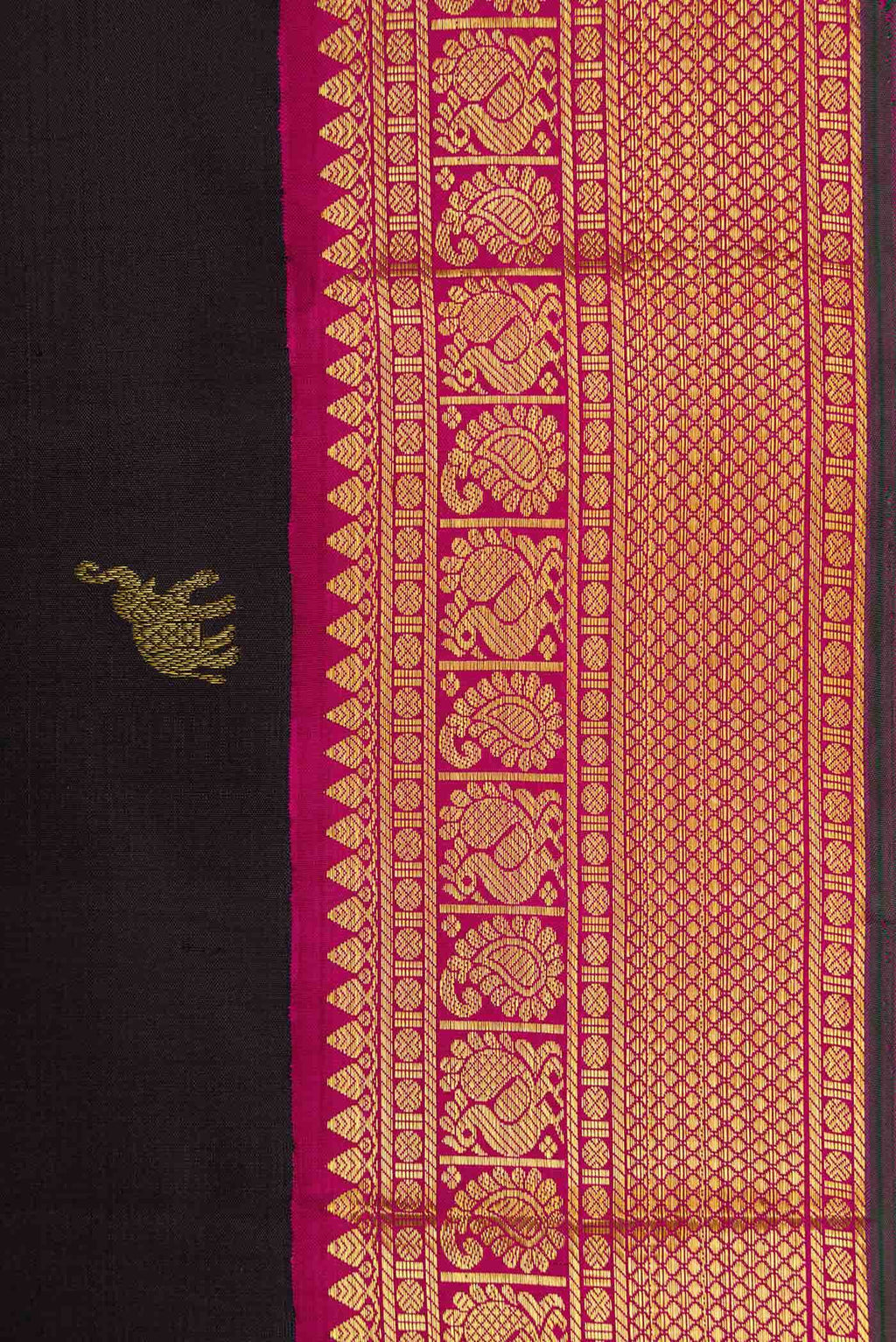 Pure Silk Pure Zari Black Kanchipuram Saree