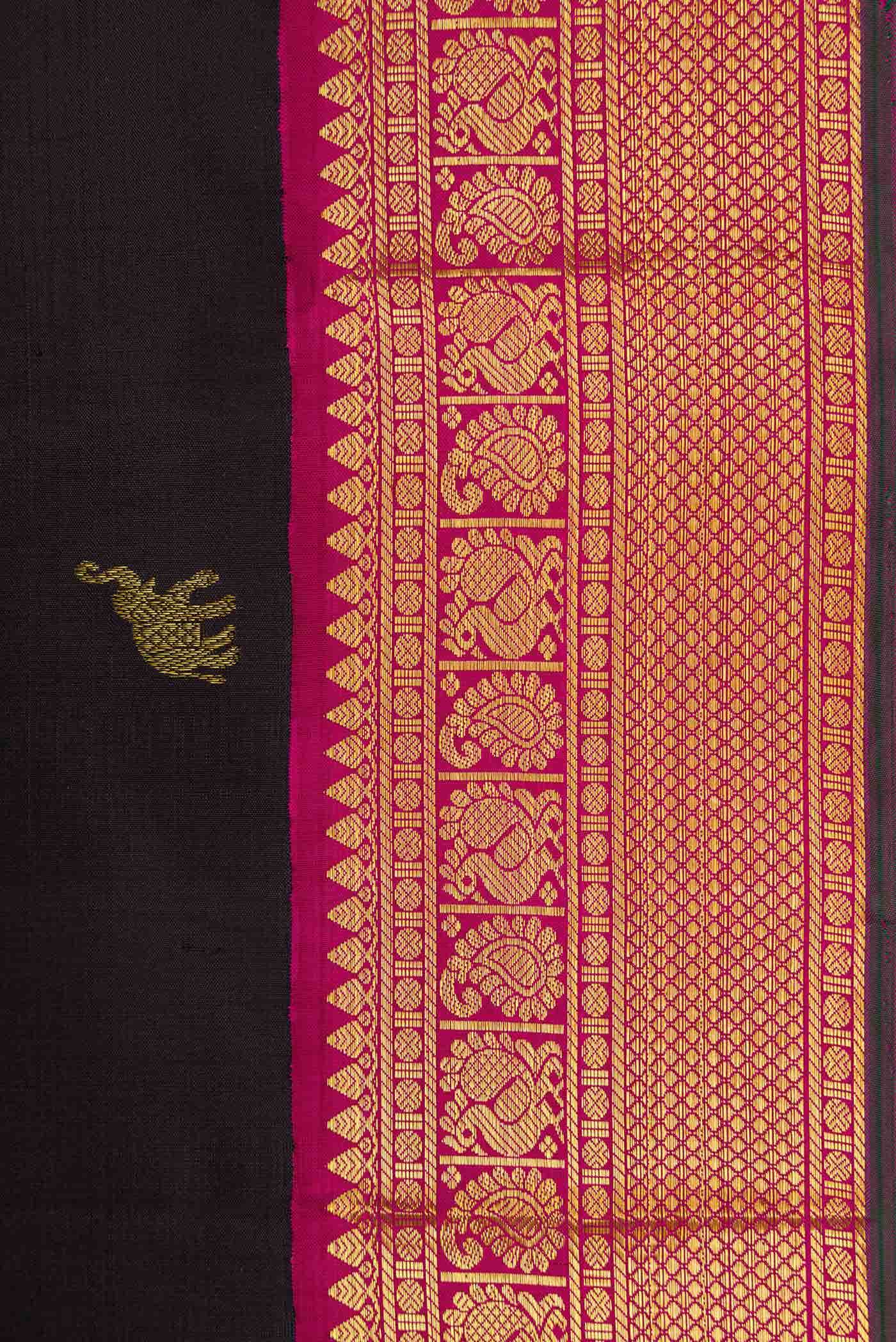 Pure Silk Pure Zari Black Kanchipuram Saree