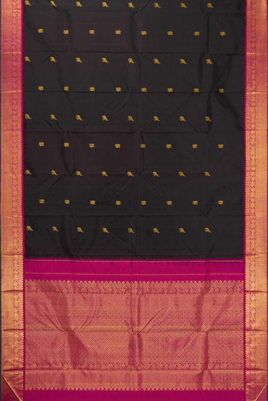 Pure Silk Pure Zari Black Kanchipuram Saree