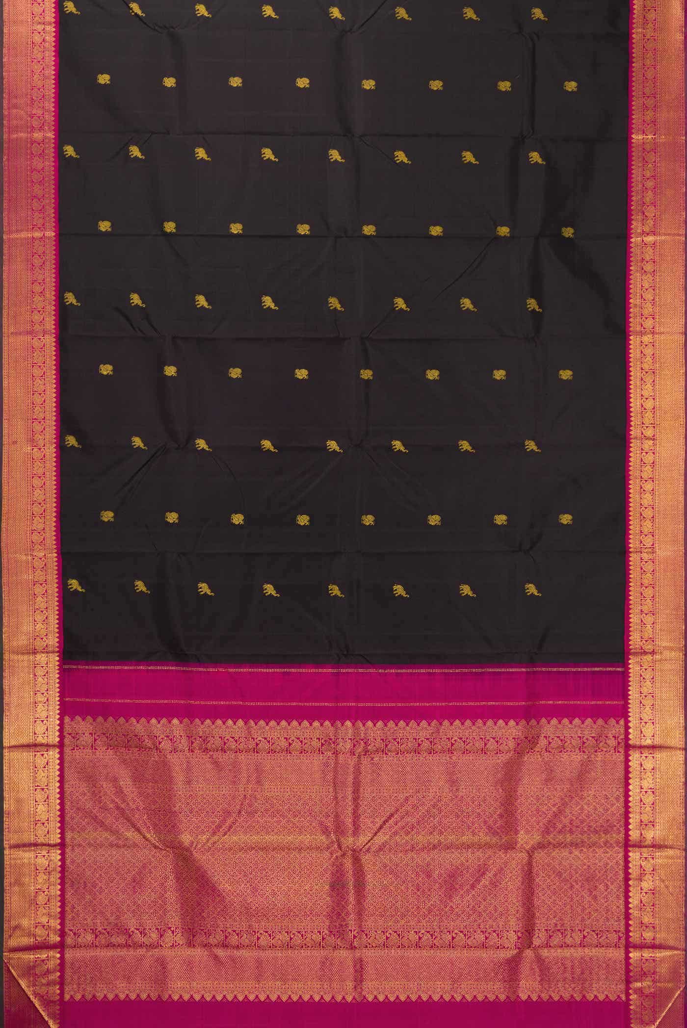Pure Silk Pure Zari Black Kanchipuram Saree