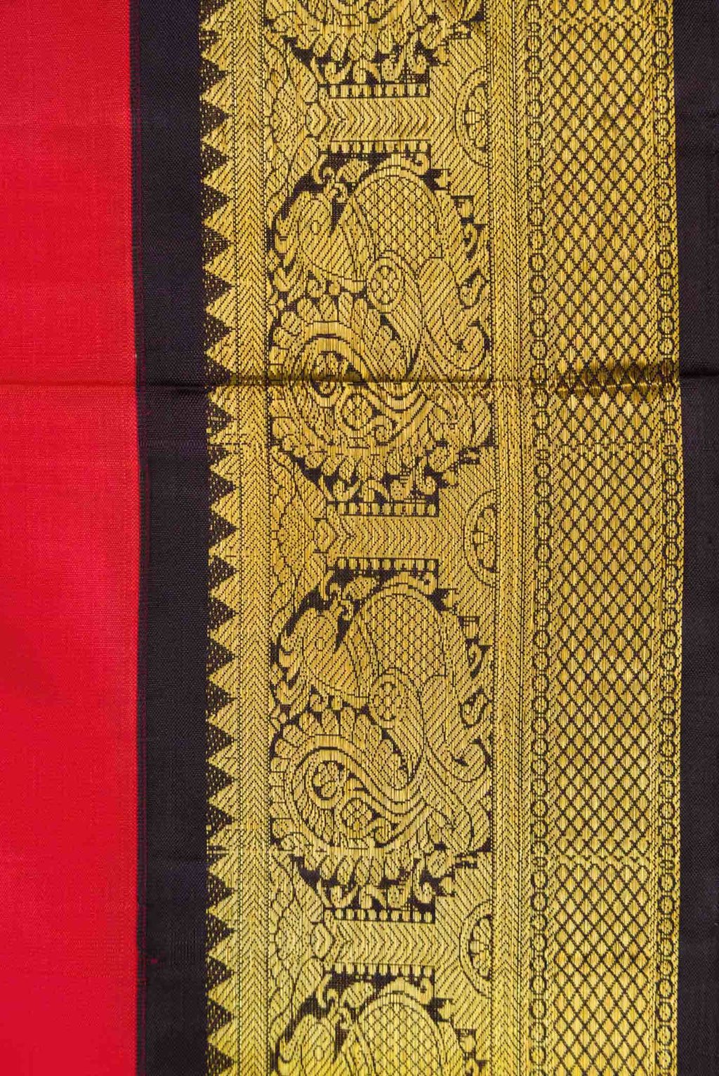 Pure Silk Pure Zari Red Dual Tone Kanchipuram Saree