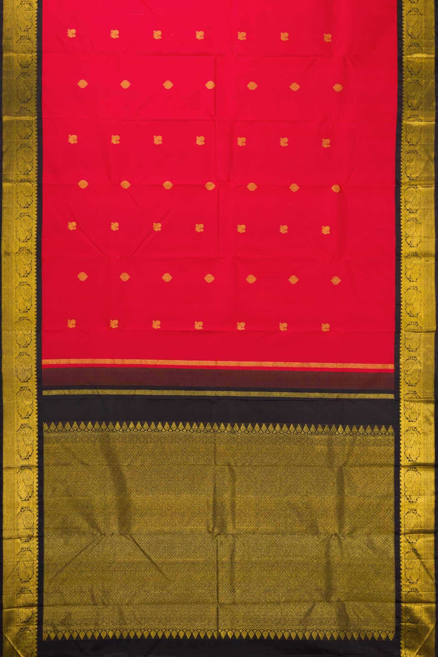 Pure Silk Pure Zari Red Dual Tone Kanchipuram Saree