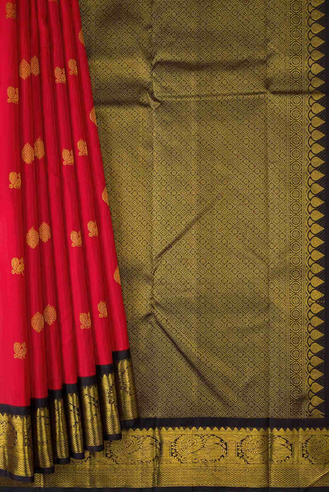 Pure Silk Pure Zari Red Dual Tone Kanchipuram Saree