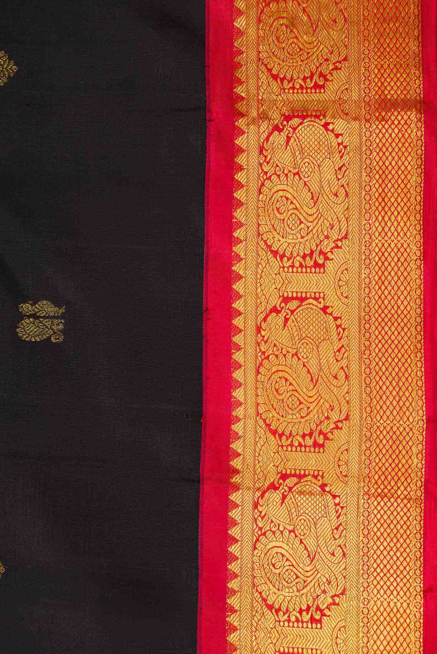 Pure Silk Pure Zari Black Dual Tone Kanchipuram Saree