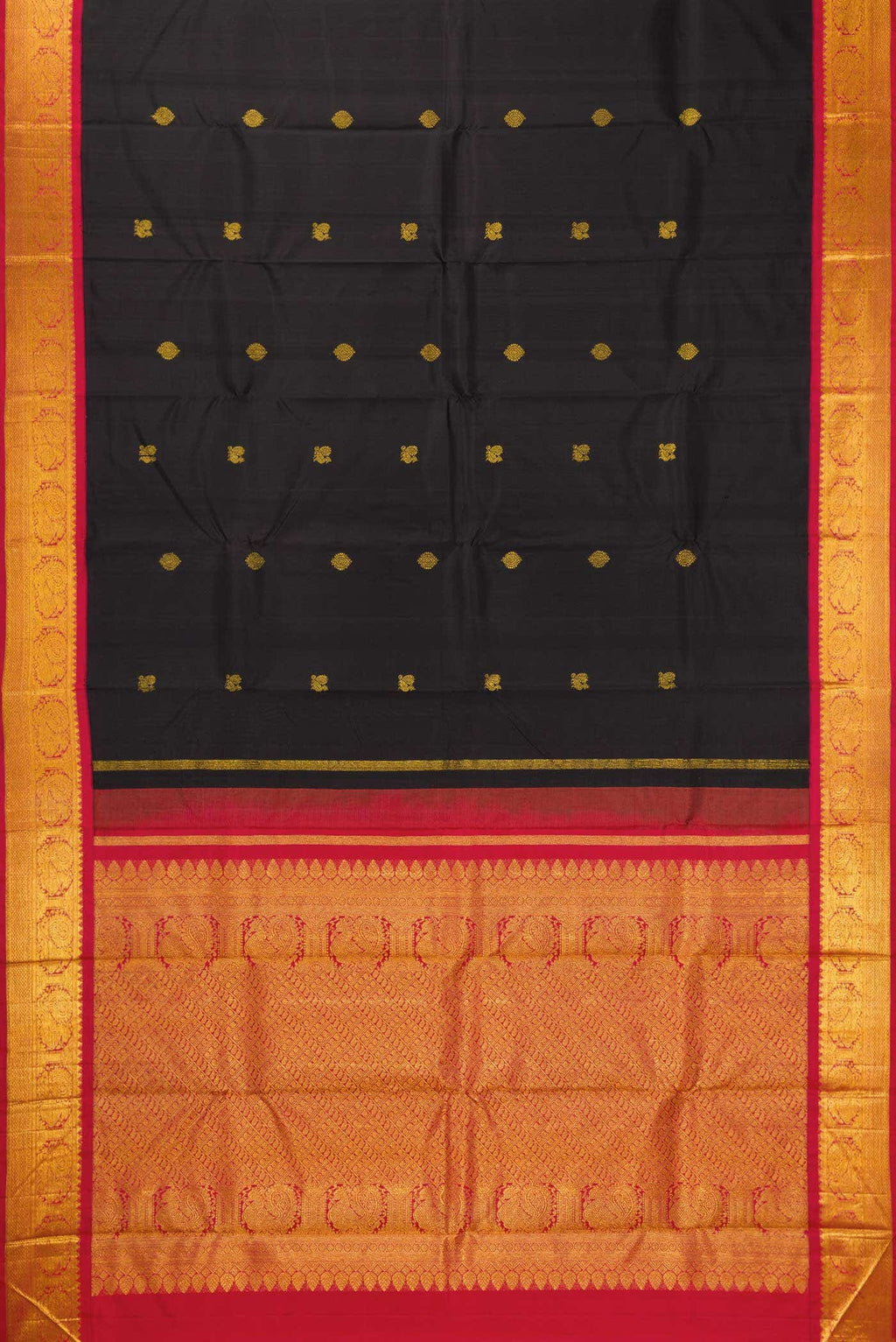 Pure Silk Pure Zari Black Dual Tone Kanchipuram Saree