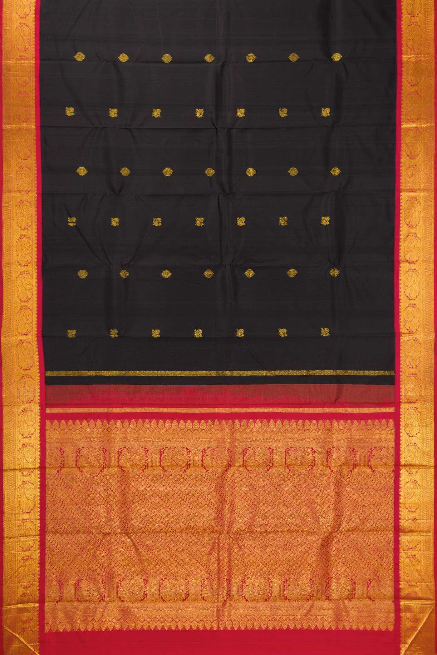 Pure Silk Pure Zari Black Dual Tone Kanchipuram Saree