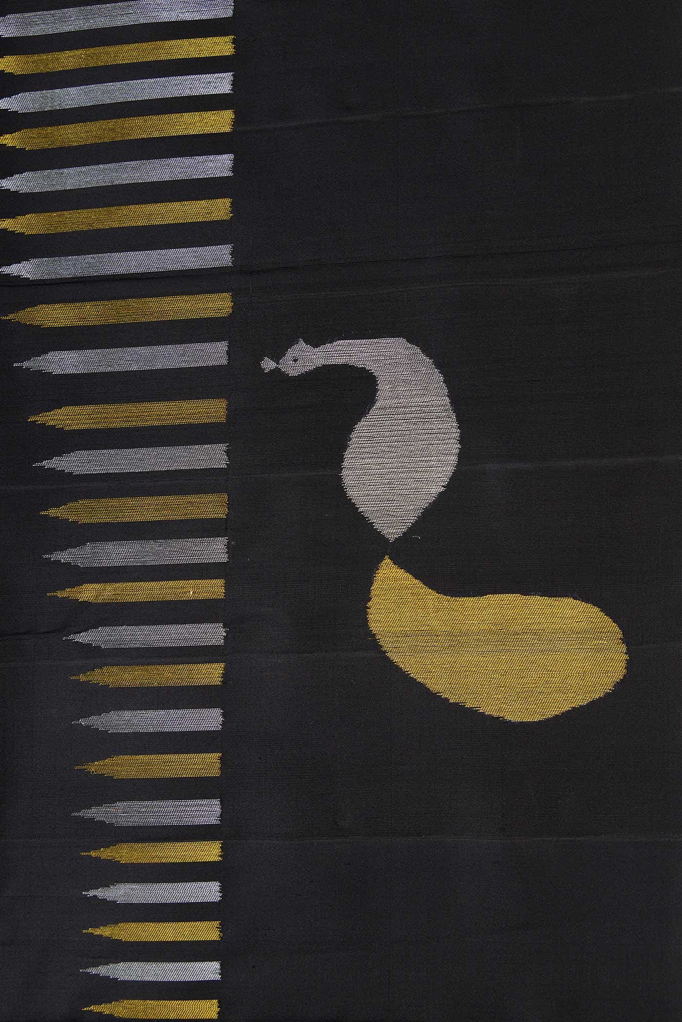 Pure Silk Pure Zari Black Kanchipuram Saree