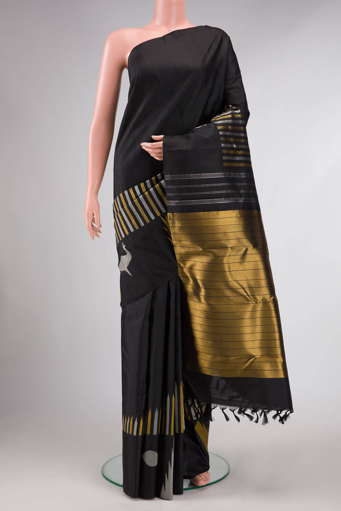 Pure Silk Pure Zari Black Kanchipuram Saree