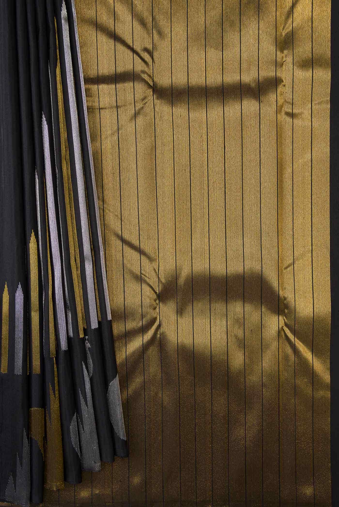 Pure Silk Pure Zari Black Kanchipuram Saree