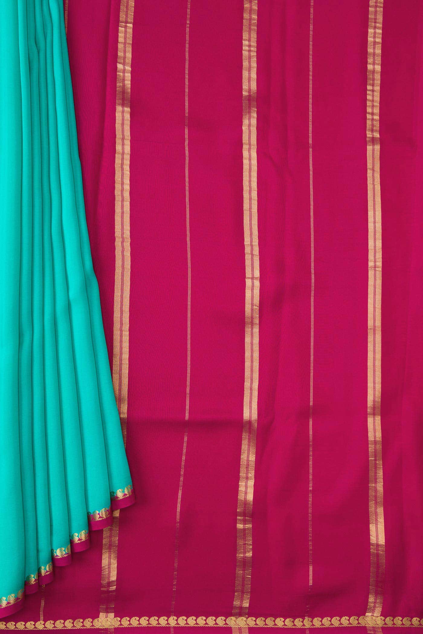 Pure Silk Pure Zari Sky Blue Dual Tone Mysore Crepe Saree