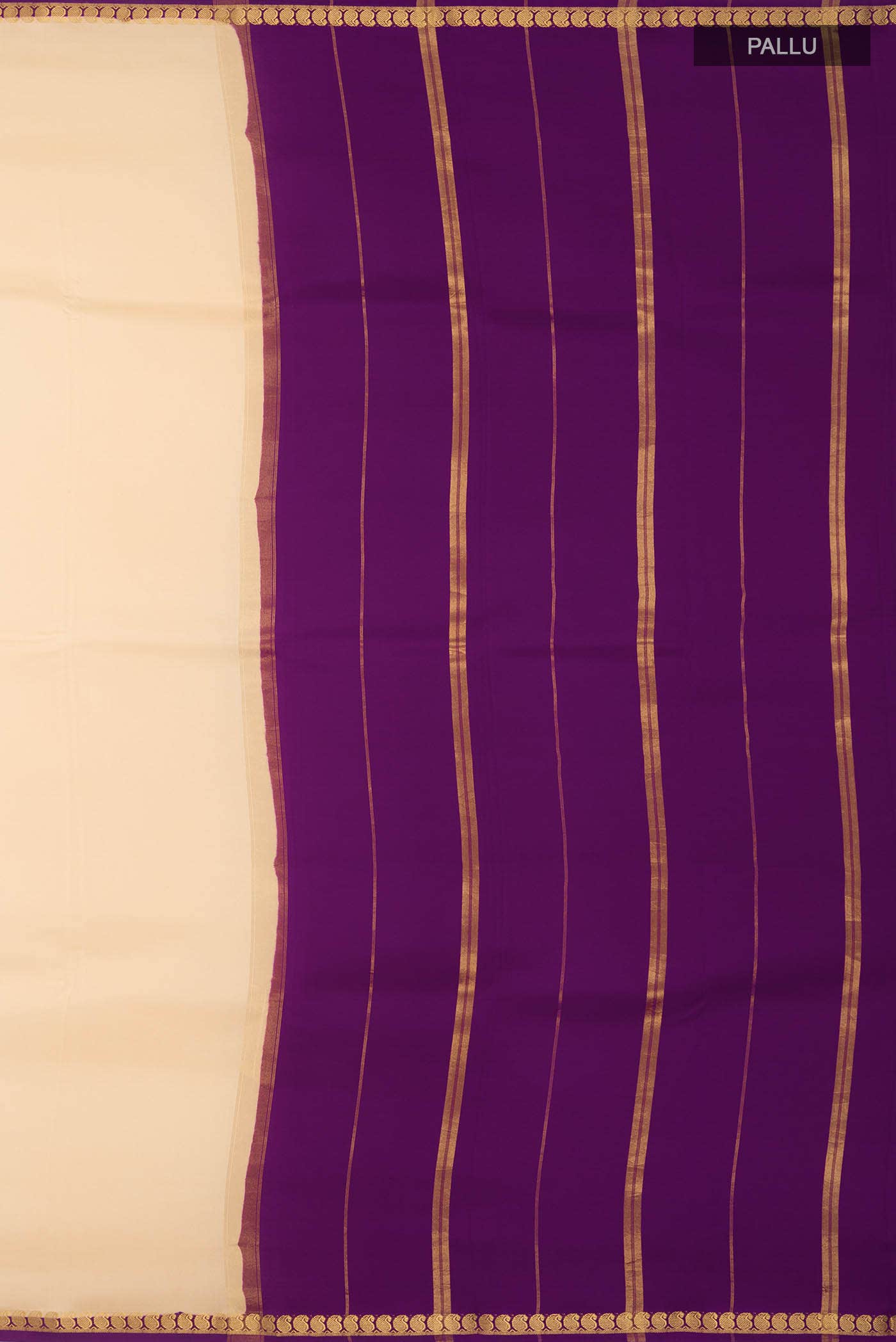 Pure Silk Pure Zari Cream Mysore Crepe Saree