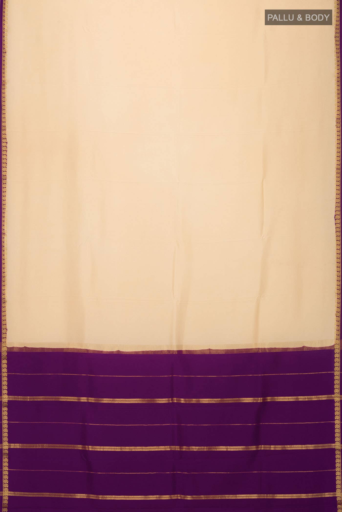 Pure Silk Pure Zari Cream Mysore Crepe Saree