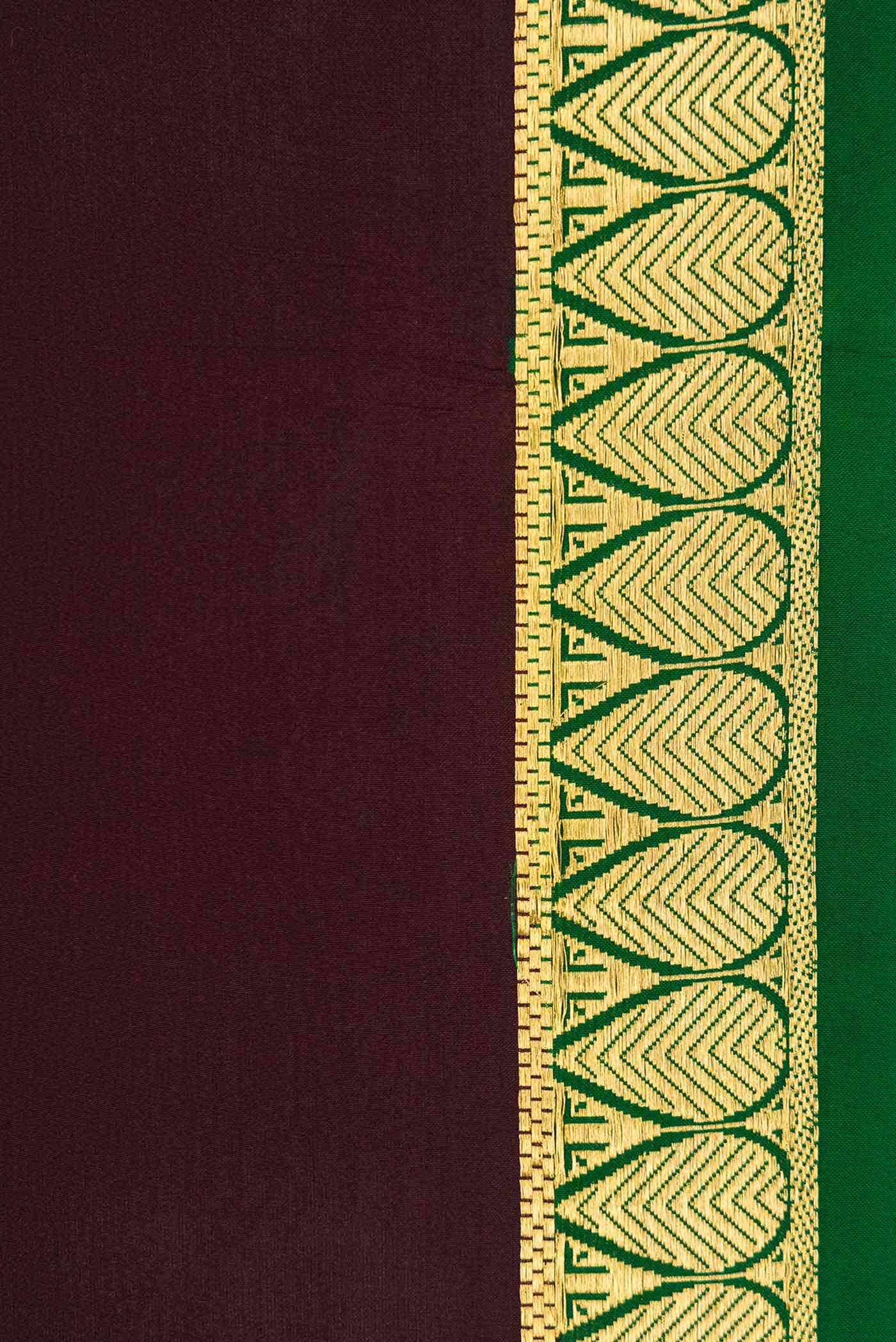 Pure Silk Pure Zari Coffee Brown Dual Tone Mysore Crepe Saree