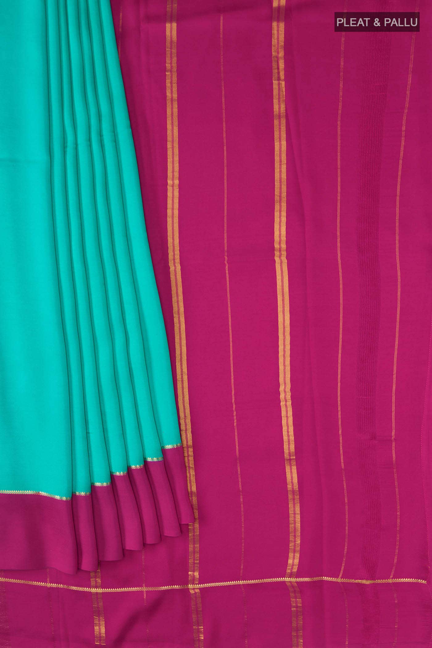Pure Silk Pure Zari Green Mysore Crepe Saree