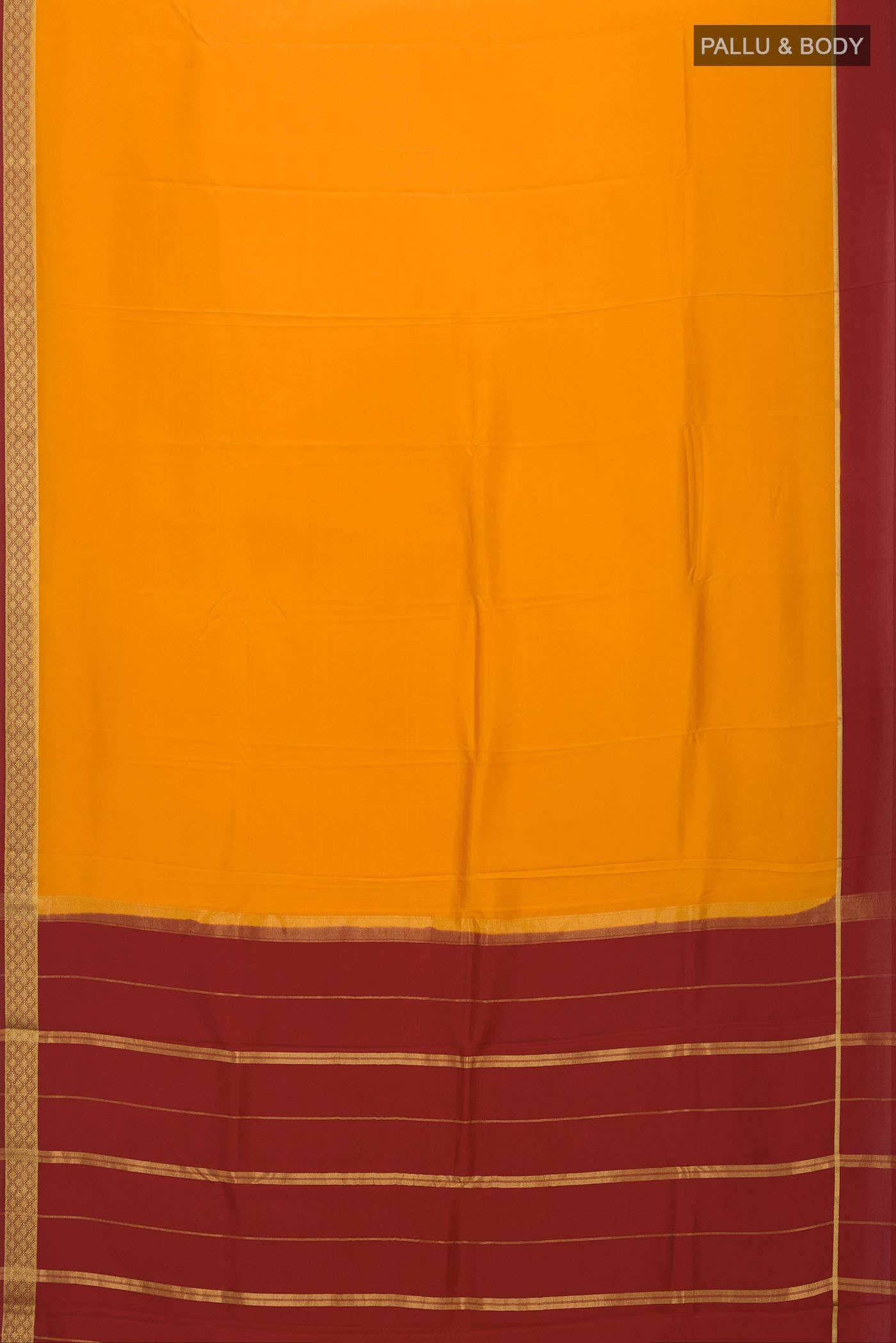 Pure Silk Pure Zari Mustard Mysore Crepe Saree
