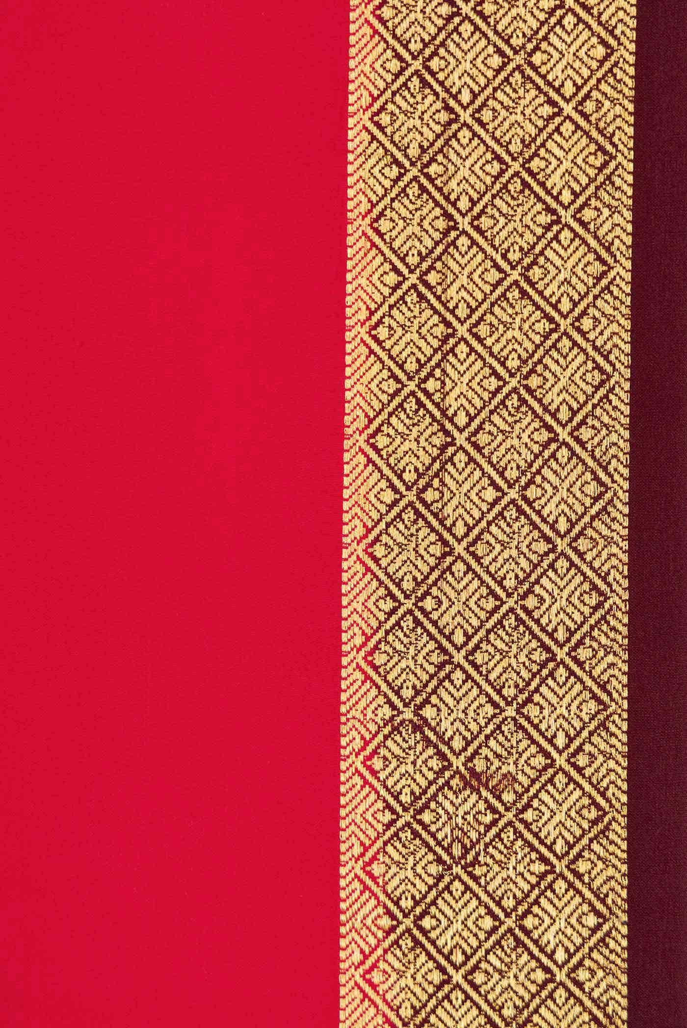 Pure Silk Pure Zari Red Dual Tone Mysore Crepe Saree