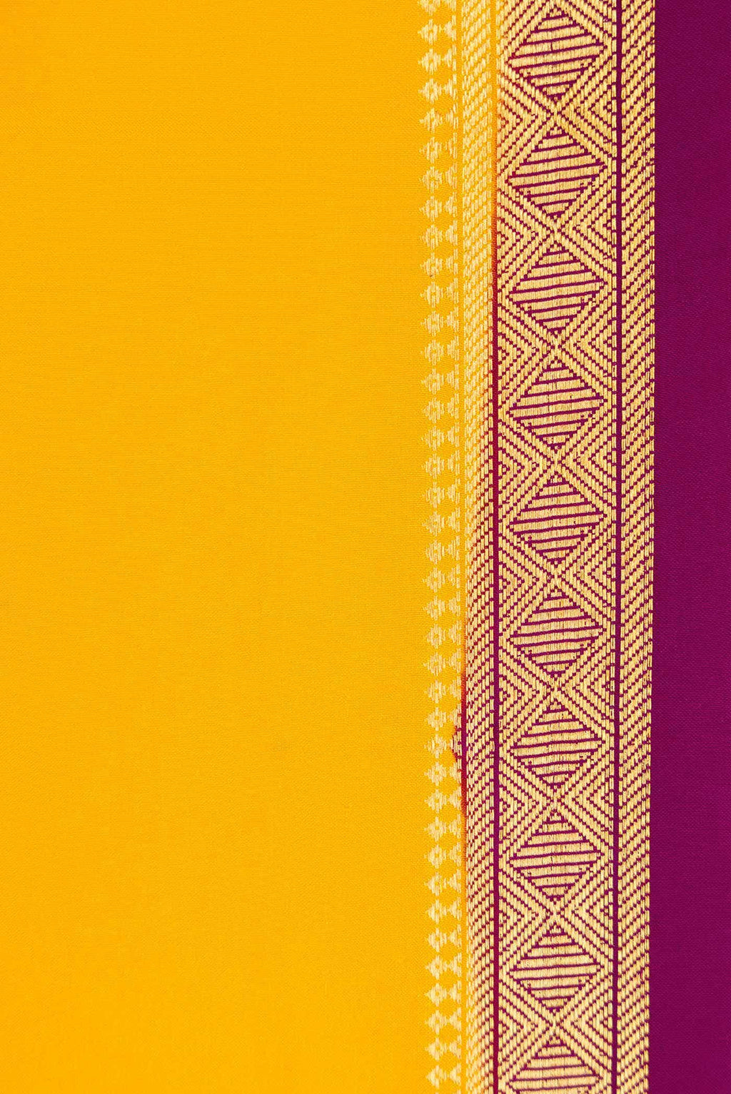 Pure Silk Pure Zari Yellow Dual Tone Mysore Crepe Saree