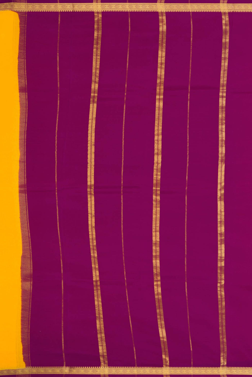Pure Silk Pure Zari Yellow Dual Tone Mysore Crepe Saree