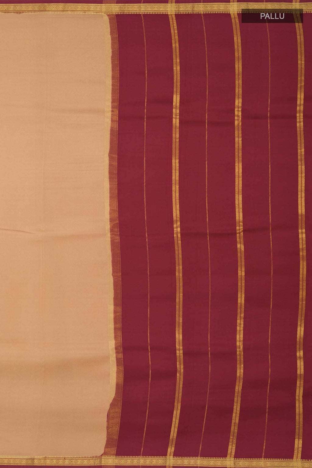 Pure Silk Pure Zari Beige Mysore Crepe Saree